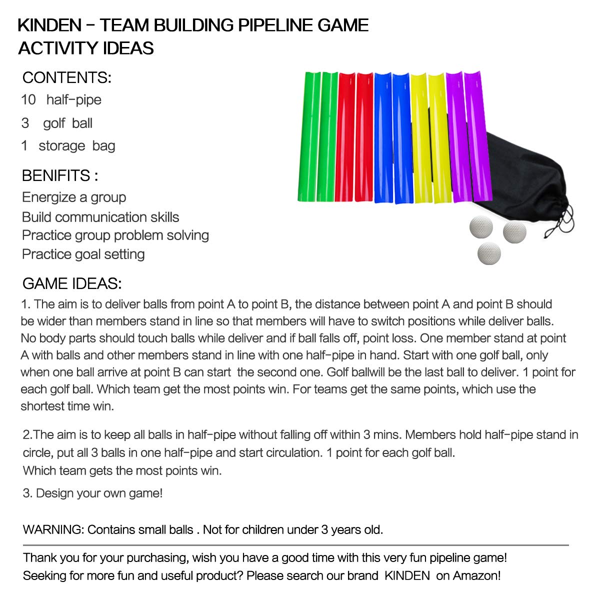 KINDEN Team Building Activities Pipeline Kit Group Games, Ice Breaker, Outdoor Youth Sports