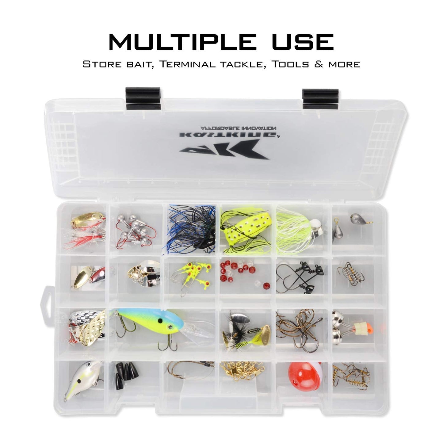 KastKing Tackle Boxes, Plastic Storage Organizer Box with Removable Dividers, 3700 Tackle Trays, Parts Box, 14x8.25x1.75 Inches (Pack of 4))