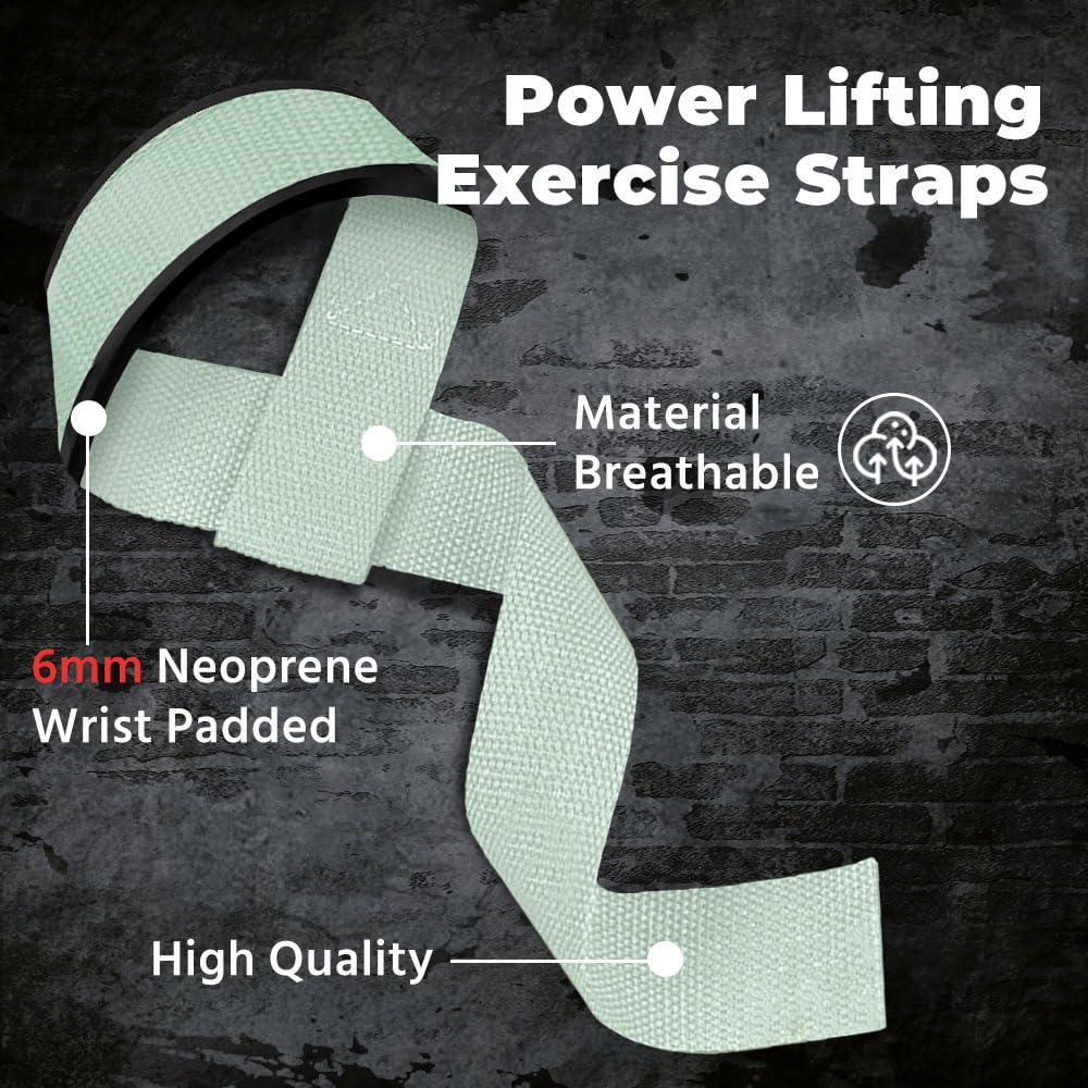 Lifting Straps, Weightlifting Straps, Deadlift Straps with Padded Neoprene for Power Lifting, Bodybuilding, Gym Workout, Strength Training & Fitness Workout - Green