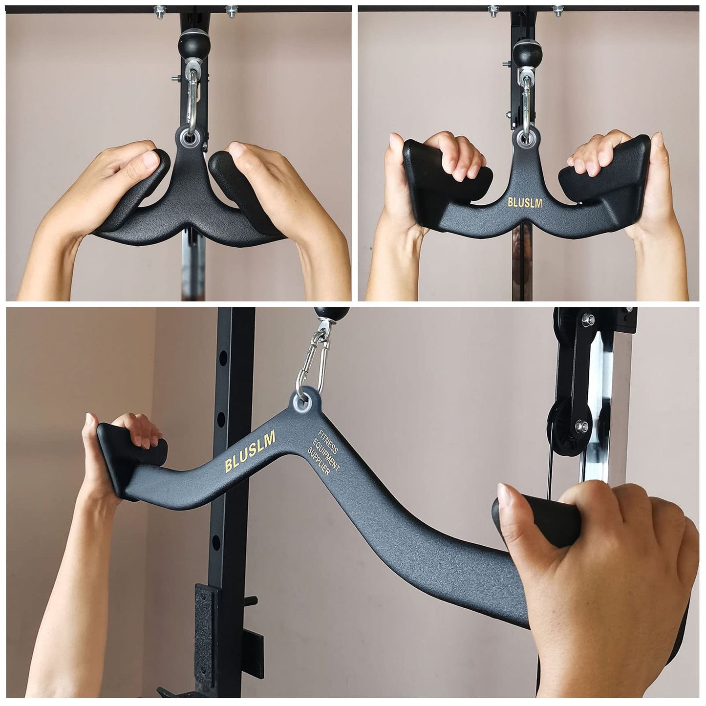LAT Pull Down Bar for Cable Machine, LAT Pulldown Attachments T Bar V Bar Cable Attachment, Back Tricep Bar Strength Training Handle (3PIECES)