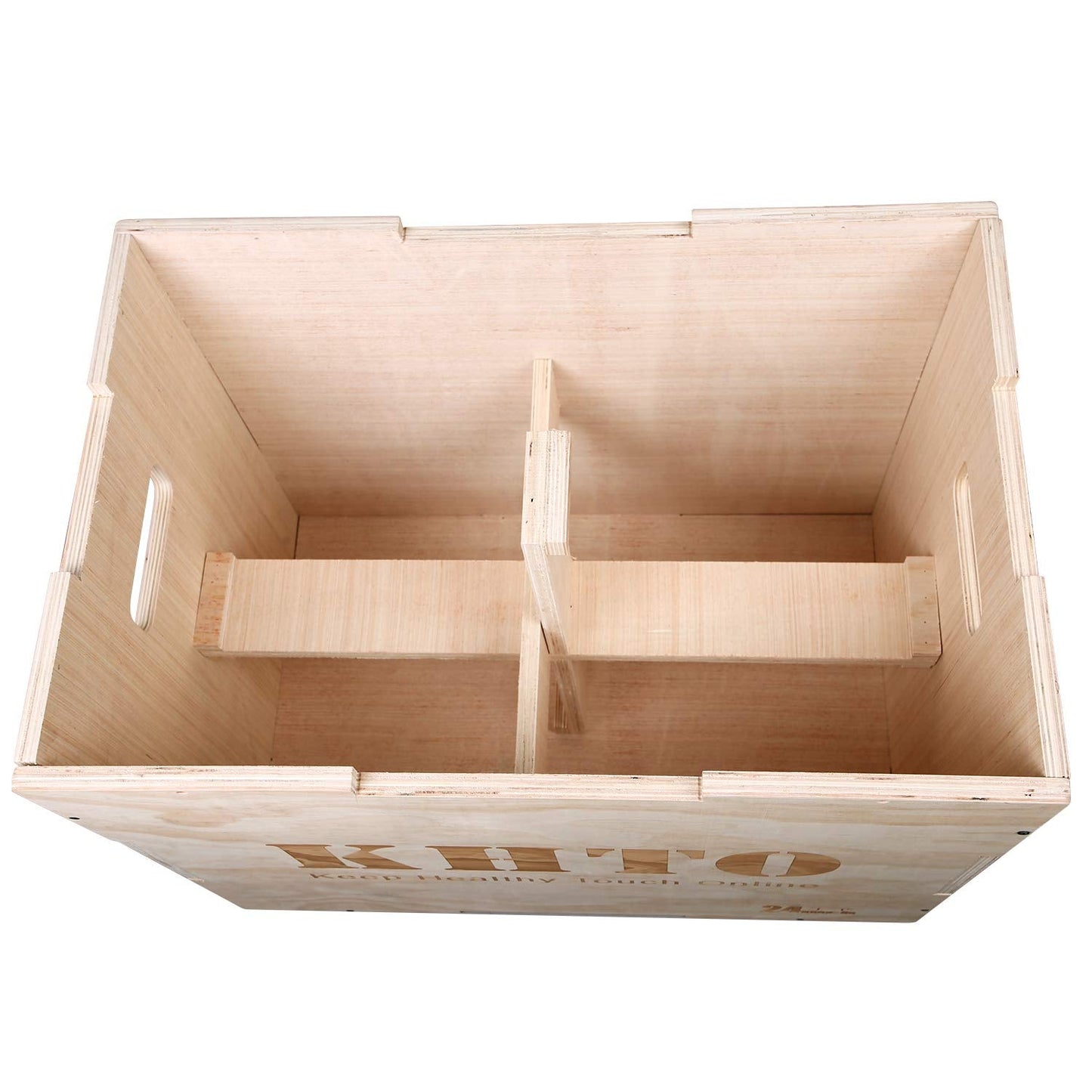 KHTO FITNESS Wood Plyometric Jump Box- 3-in-1 Wood Plyo Box for Exercise Training and Conditioning- Pre-drilled for Easy Assembling (20" x 18" x 16")
