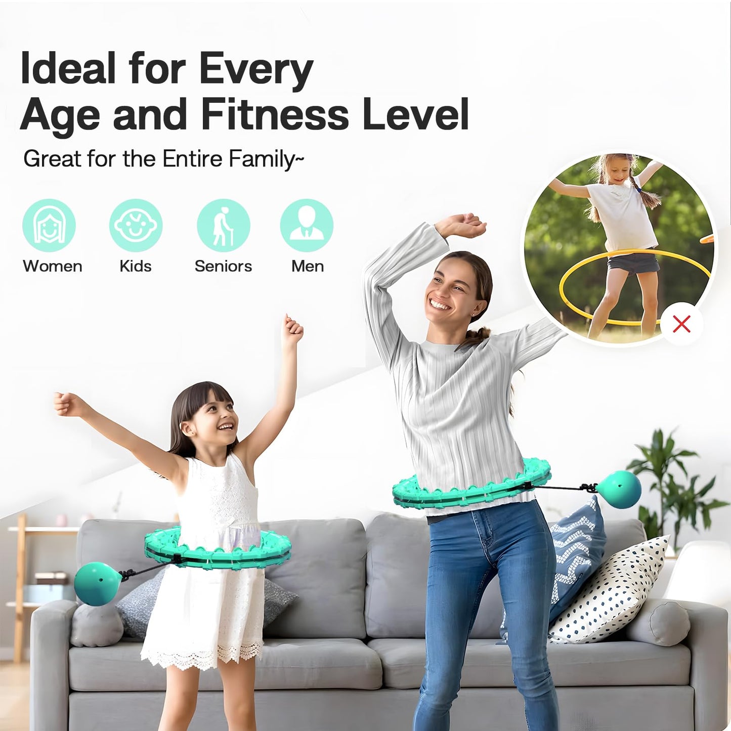 ZIBTREK Weighted Infinity Fitness Hoop for Adult Weight Loss, 2 in 1 Smart Fitness Workout Hula Circle Hoops with 27 Detachable Knots, Exercise Fit Hoop Suitable for Women and Beginners