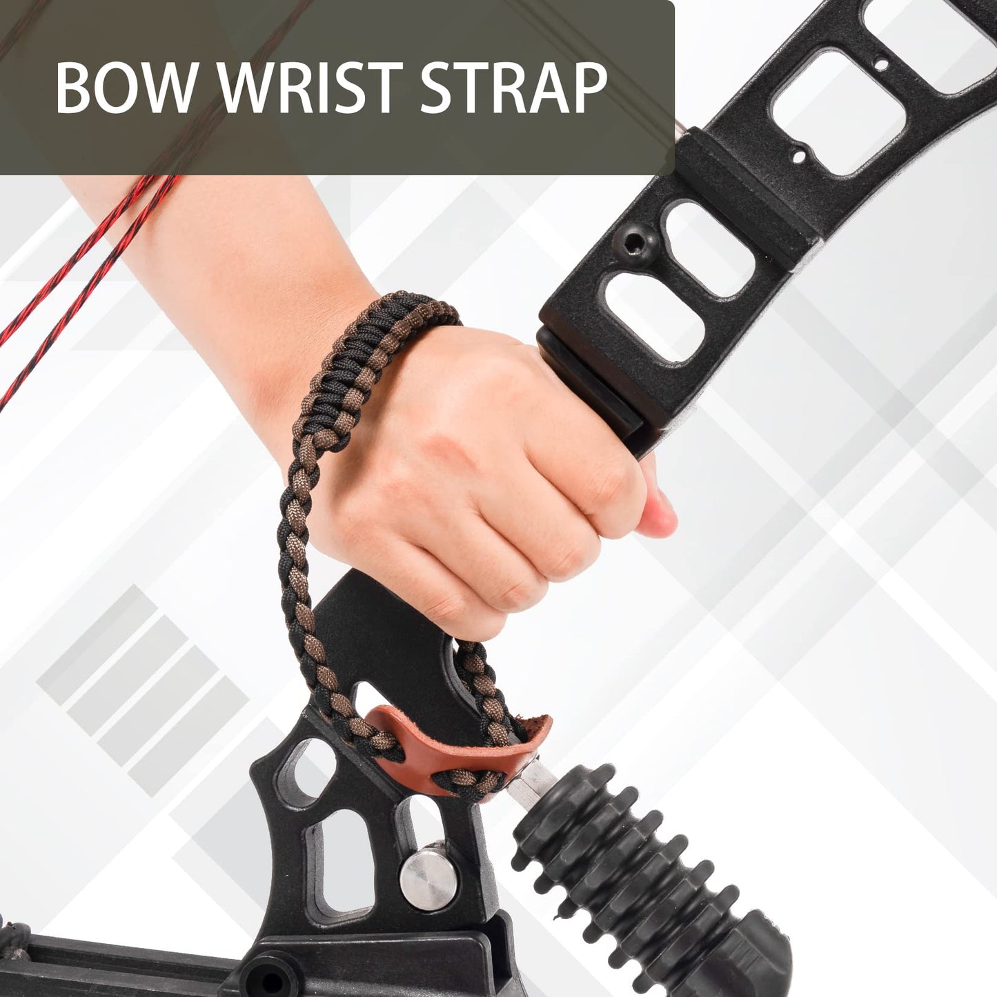 Elm Ray Archery Bow Wrist Sling 550 Paracord,Durable 100% Full Grain Leather with Strong Metal Grommet,Comfortable and Light,Fit Compound Bow Stabilizer & Recurve (Brown&Black)