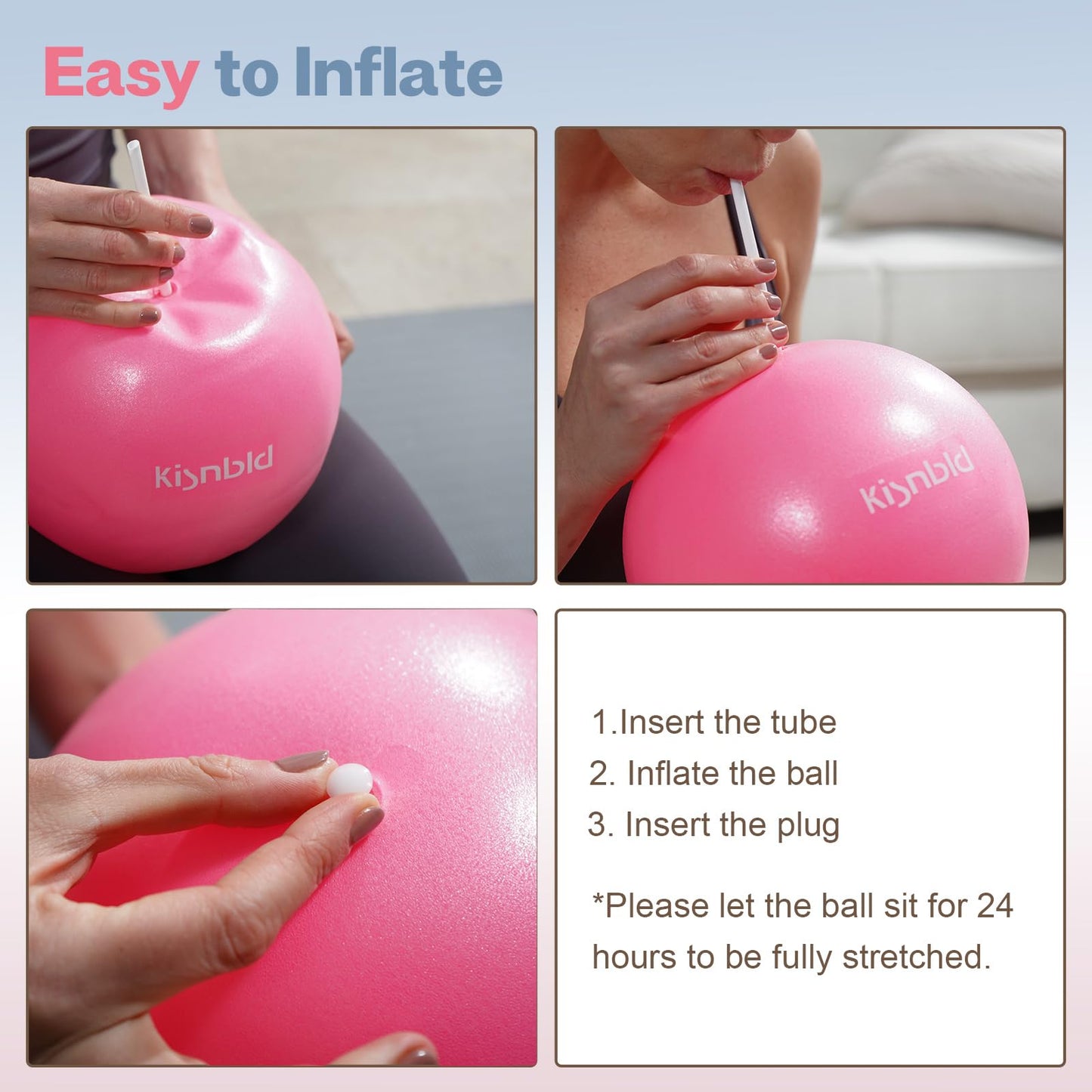 kisnbld Small Exercise Ball, 9 Inch Mini Pilates Ball, Anti Burst and Slip Resistant Mini Yoga Ball for Stability, Fitness, Physical Therapy, Stretching & Core Strength Workout at Home Gym & Office