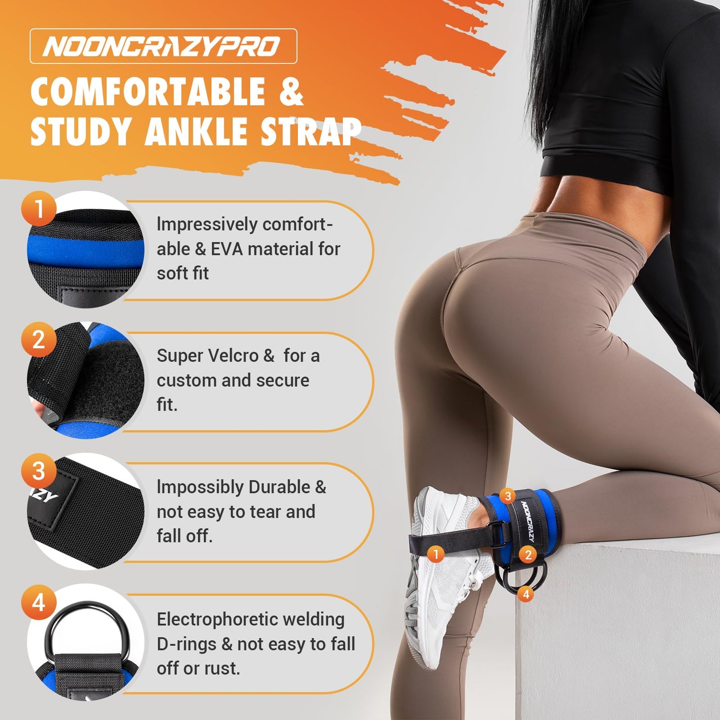 Ankle Strap for Cable Machine Women, Adjustable Gym Cable Ankle Straps for Kickbacks, Glute Workouts, Leg Extensions, Curls, Booty Hip Abductors, Ankle Cuff for Cable Machine Accessories(Blue)