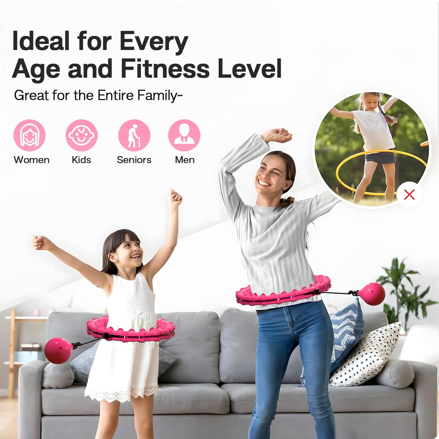 ZIBTREK Weighted Infinity Fitness Hoop for Adult Weight Loss, 2 in 1 Smart Fitness Workout Hula Circle Hoops with 27 Detachable Knots, Exercise Fit Hoop Suitable for Women and Beginners