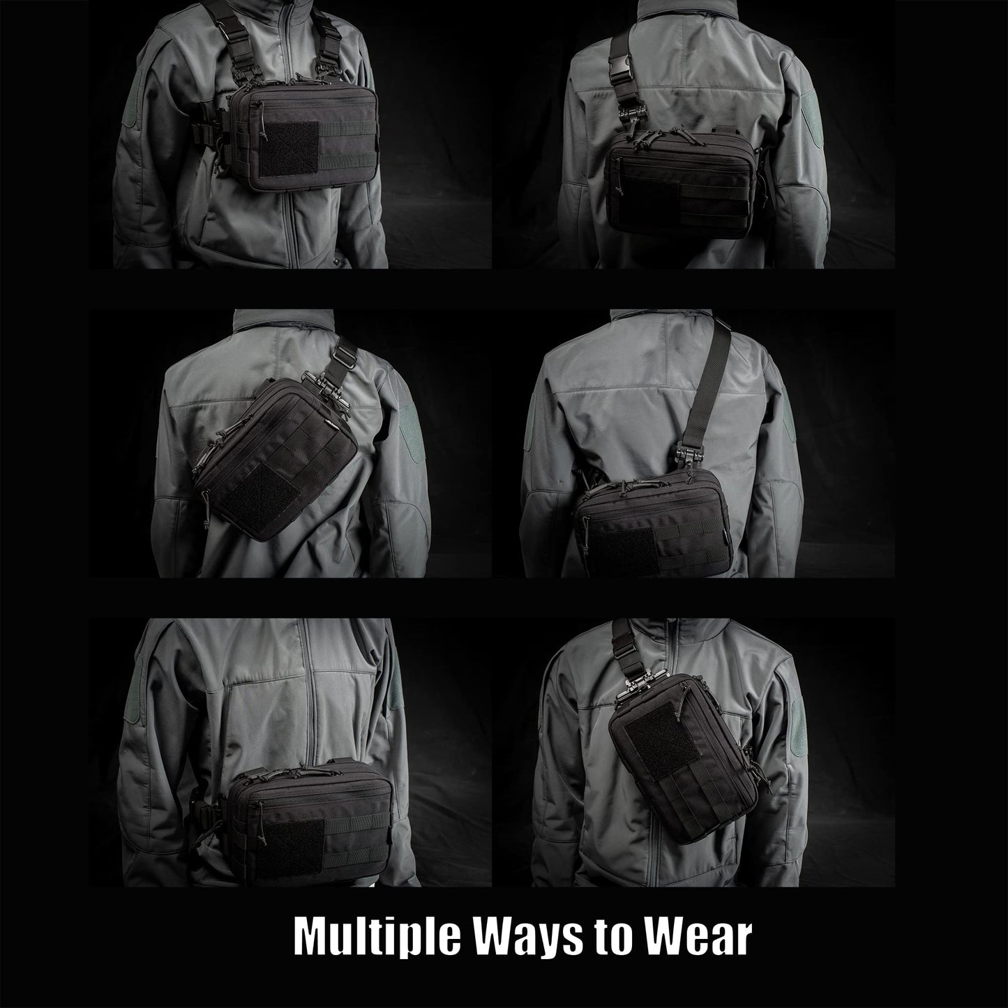 CLTAC Tactical Chest Rig Bag Concealed Carry CCW Pack Molle Pouch IFAK EMT Medical Organizer for Outdoor Hunting Shooting Hiking with Quick Release Harness and Gun Holster