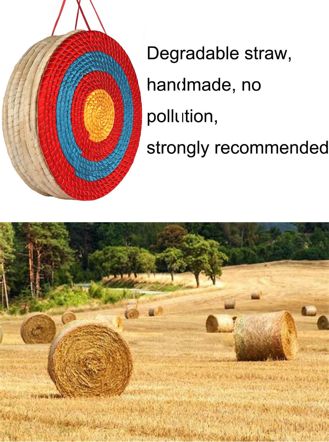 DOSTYLE Archery Targets Traditional Solid Straw Round Archery Target Shooting Bow Coloured Rope Target Face Three Layer for Shooting Practice (Red Seven Layers)
