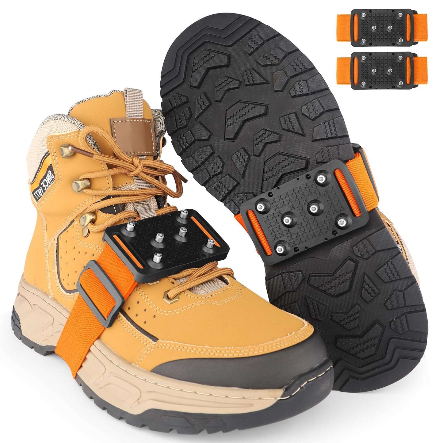 SYOURSELF Ice Cleats Crampons for Shoes and Boots, Rotatable Mid-Sole Traction Cleats Shoe Spikes for Snow and Ice, Non Slip Tungsten Spikes Ice Shoes Grippers for Men Women Winter Indoor/Outdoor