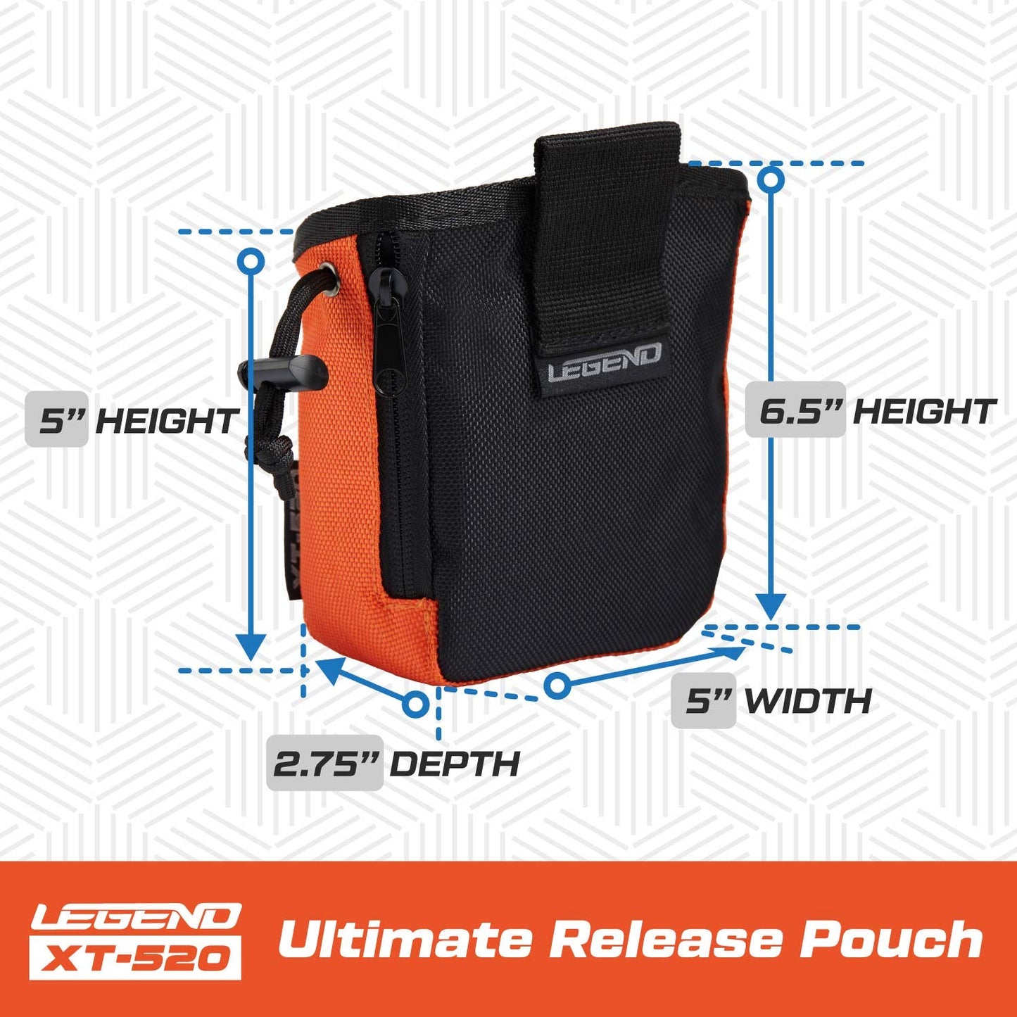 LEGEND - XT520 Quick Release Pouch & Finger Tab Bag (Orange) | Interior Divider for Better Organization & Storage of Release Aids | Attaches to Standard 2" Belt | Quick Drawstring Closure