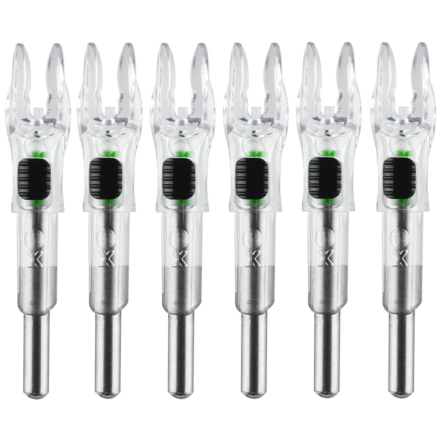 KEAUP 6PCS X Lighted Nocks for Arrows with .204 .233 .244 .246 Inside Diameter with H, S, GT Bushings High-Visibility DEEPOWER LED Arrow Nocks, ON/Off Switch Included