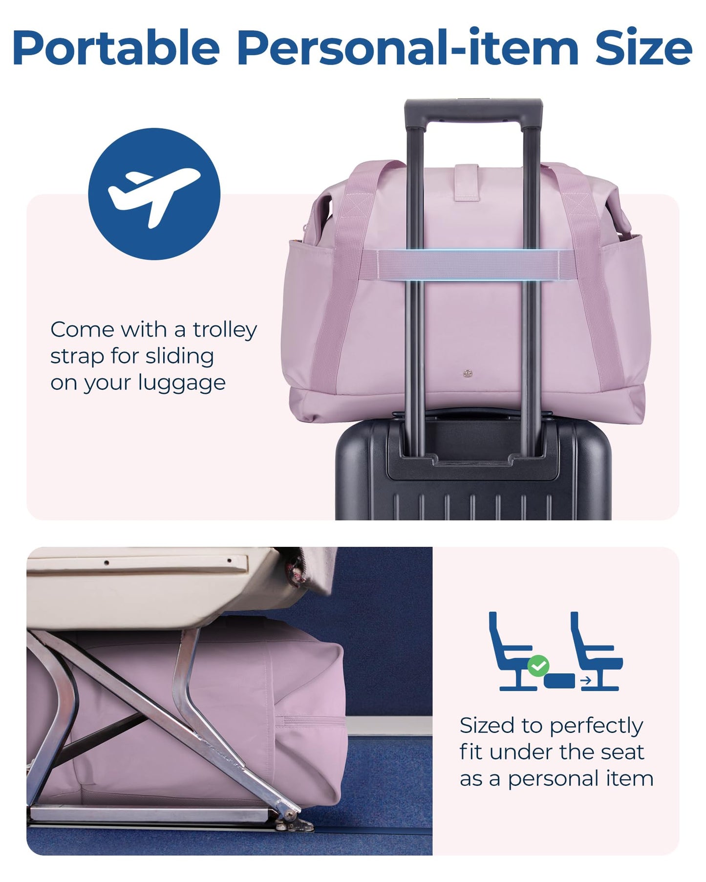 BAGSMART For Spirit Airlines Personal Item Bag, 23L Foldable Weekender Bags for Women Gym Tote Overnight Bag for Travel