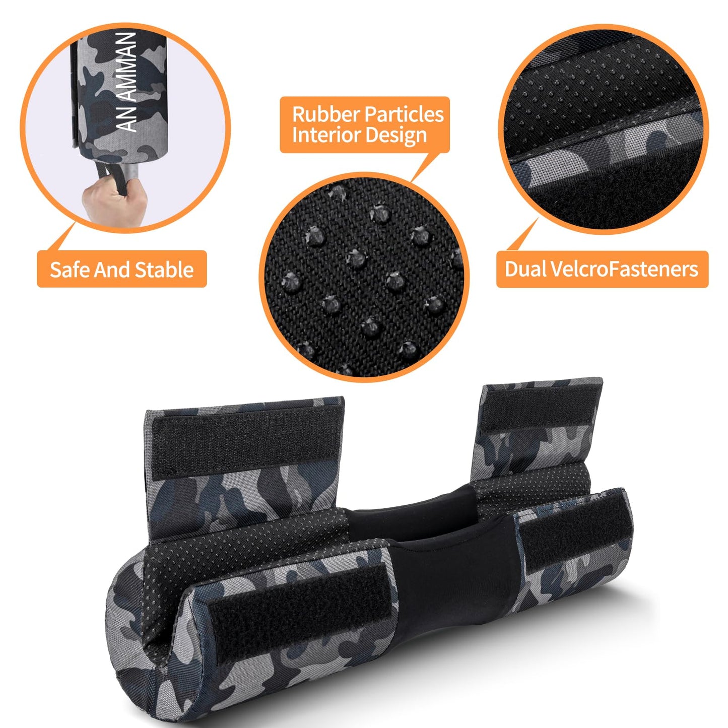 AN AMMAN Barbell Pad for Squat, Hip Thrust - Perfect for Gym Workout Smith Machine Thruster Weightlifting - Relieves Neck and Shoulder Pain - Thick Foam Cushion Camo Blue AM001BZ