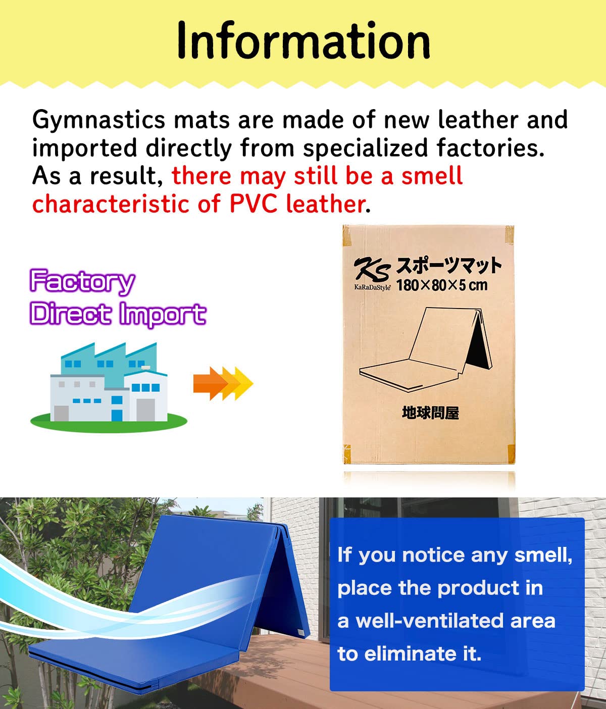 KaRaDaStyle Gymnastics Mat 3-Folding Stretch Mats 71"x31"x2" Exercise Muscle Training Children Play Horizontal Bar Mat Yoga Sports Soundproof Home Use (Blue/3-fold)