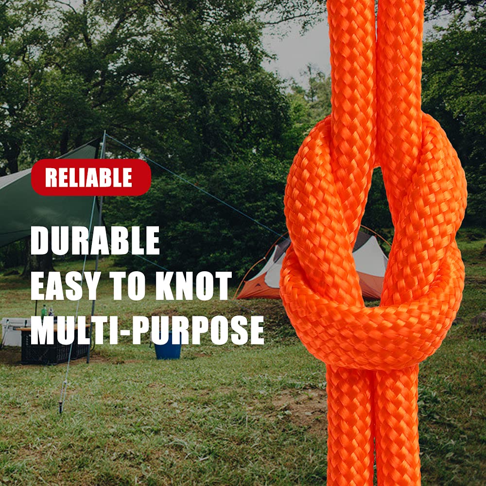 650lb Paracord/Parachute Cord - 9 Strand Paracord Rope - 100', 200' Spools of Parachute Cord, Type III Paracord for Camping, Hiking and Survival (Neon (Safety) Orange, 100 Feet)