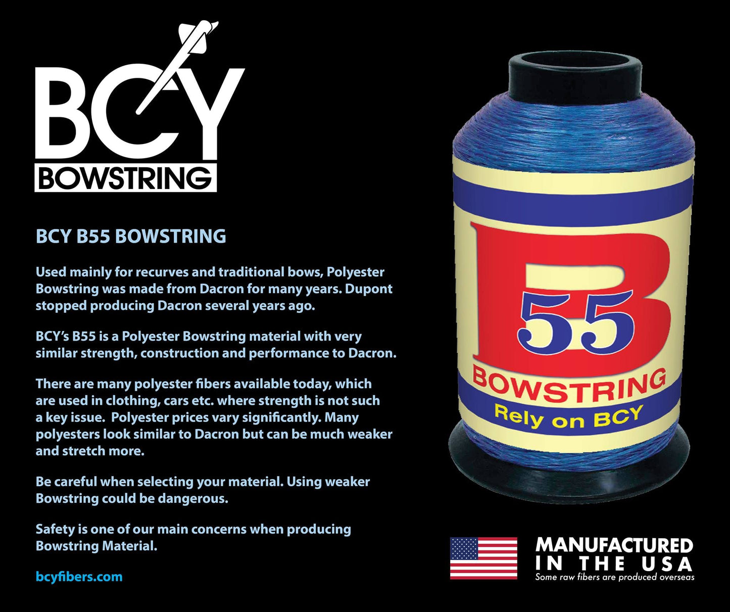 BCY B55 Bowstring Material 1/4 lb Fluorescent Yellow