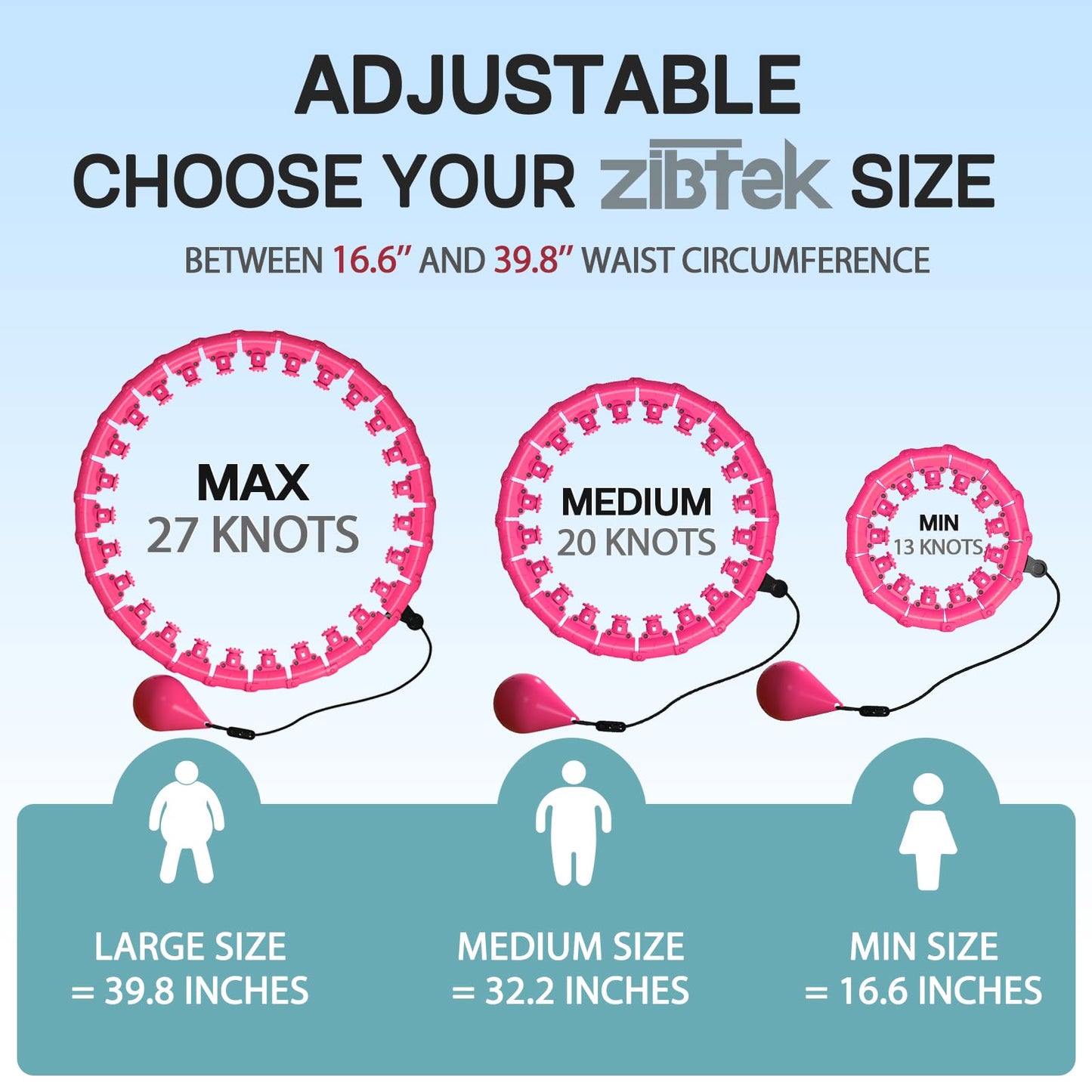 ZIBTREK Weighted Infinity Fitness Hoop for Adult Weight Loss, 2 in 1 Smart Fitness Workout Hula Circle Hoops with 27 Detachable Knots, Exercise Fit Hoop Suitable for Women and Beginners