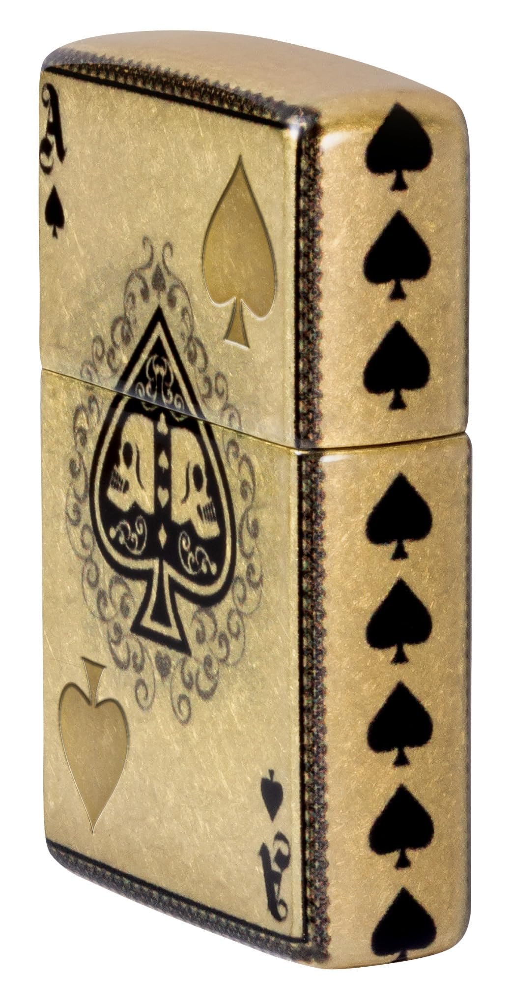 Zippo Ace of Skulls Design 540 Tumbled Brass Pocket Lighter
