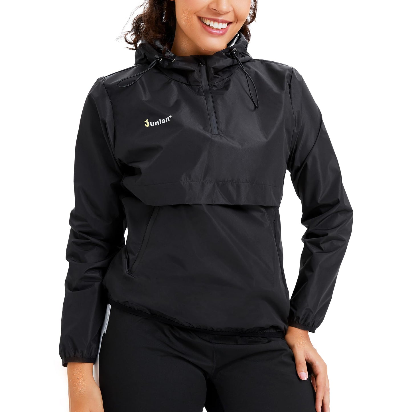 Junlan Sauna Suit for Women Sweat Sauna Pants Sweat Jacket Workout Sweat Suits for Women (A.Black Tops Only,Small)