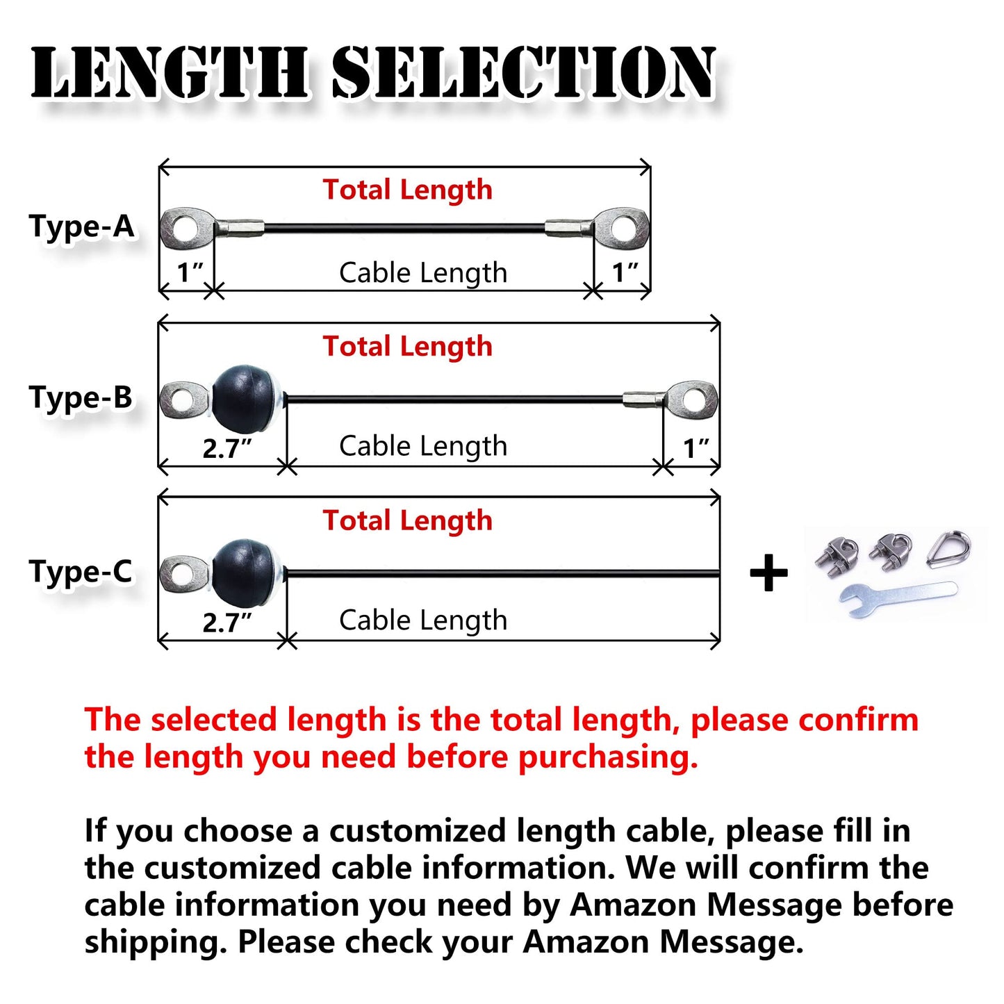 J Bryant Fitness Gym Replacement Cable Fitness Pulley Cable Thick 0.2inch/5mm Heavy Duty Steel Wire Rope for Home Gym Cable Pulley Attachments Machine Accessories (Type-B, 118")