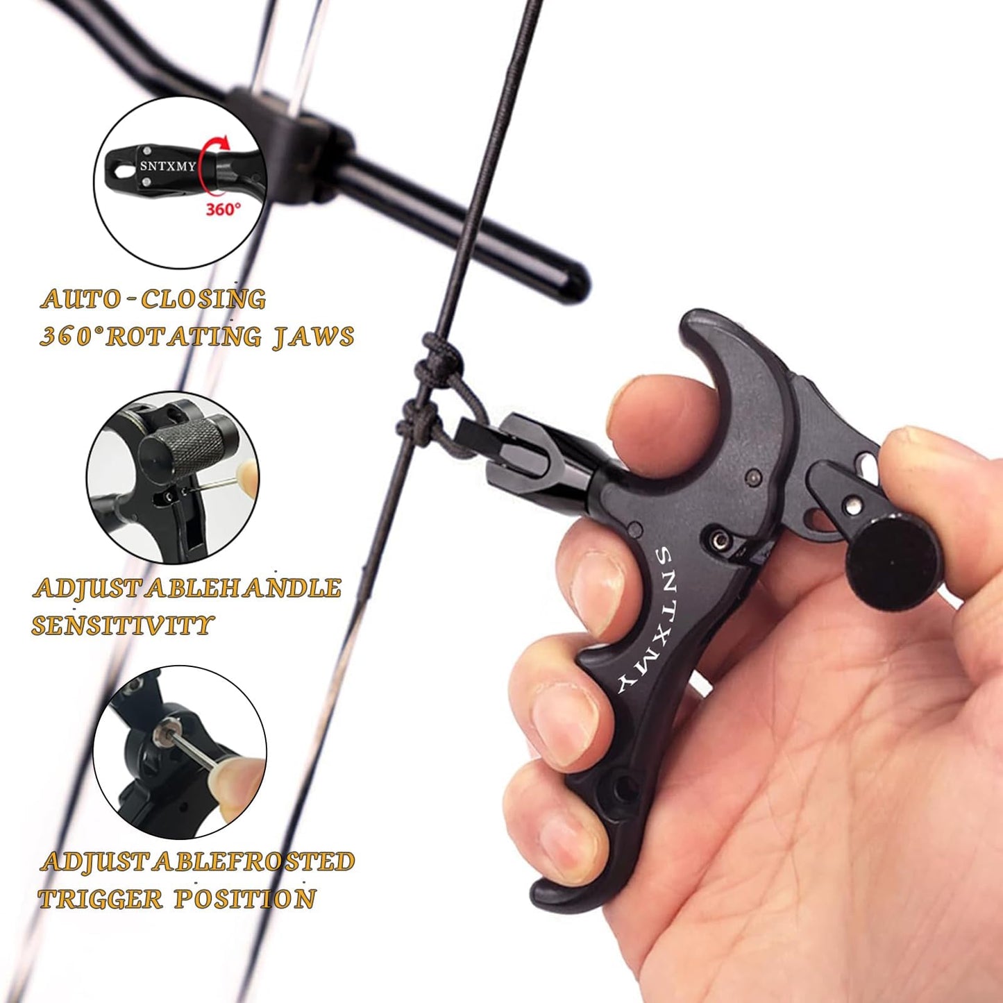 sntxmy Bow Release for Compound Bow, Archery Release Trigger, Compound Bow Release, Thumb Release. (4 Finger Bow Release, Red)