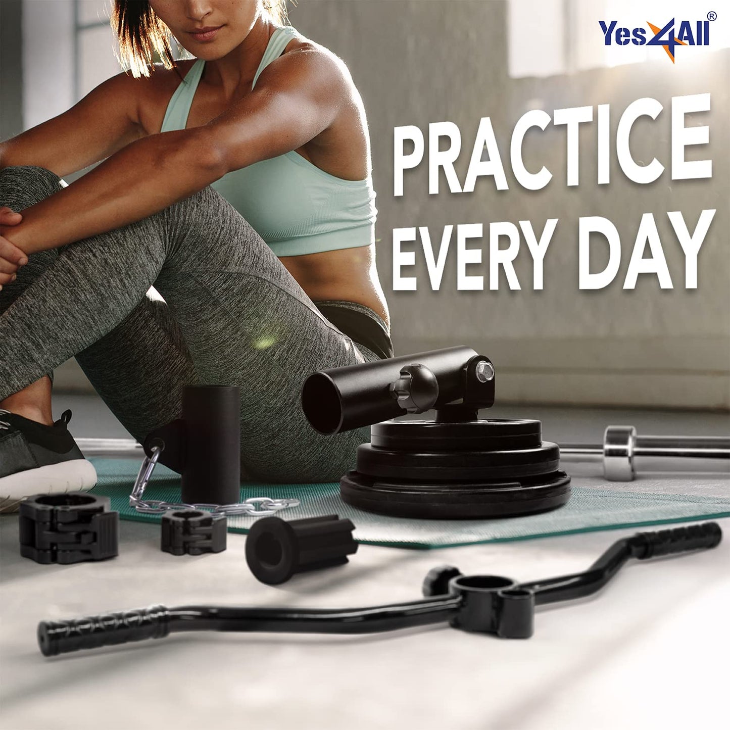 Yes4All T-Bar Row Plate Post Insert Landmine – Fit 2” Olympic Bars – Full 360° Swivel & Easy to Install (Black)