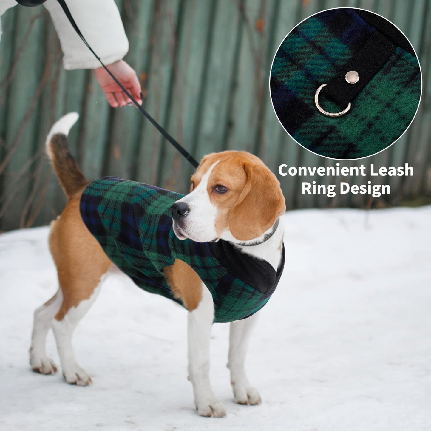 Pedgot 6 Pieces Dog Clothes Warm Dog Fleece Vest with Leash Ring Dog Sweatshirt Winter Pet Clothes Plaid Dog Pullover for Puppy Small Dogs Cat, Medium
