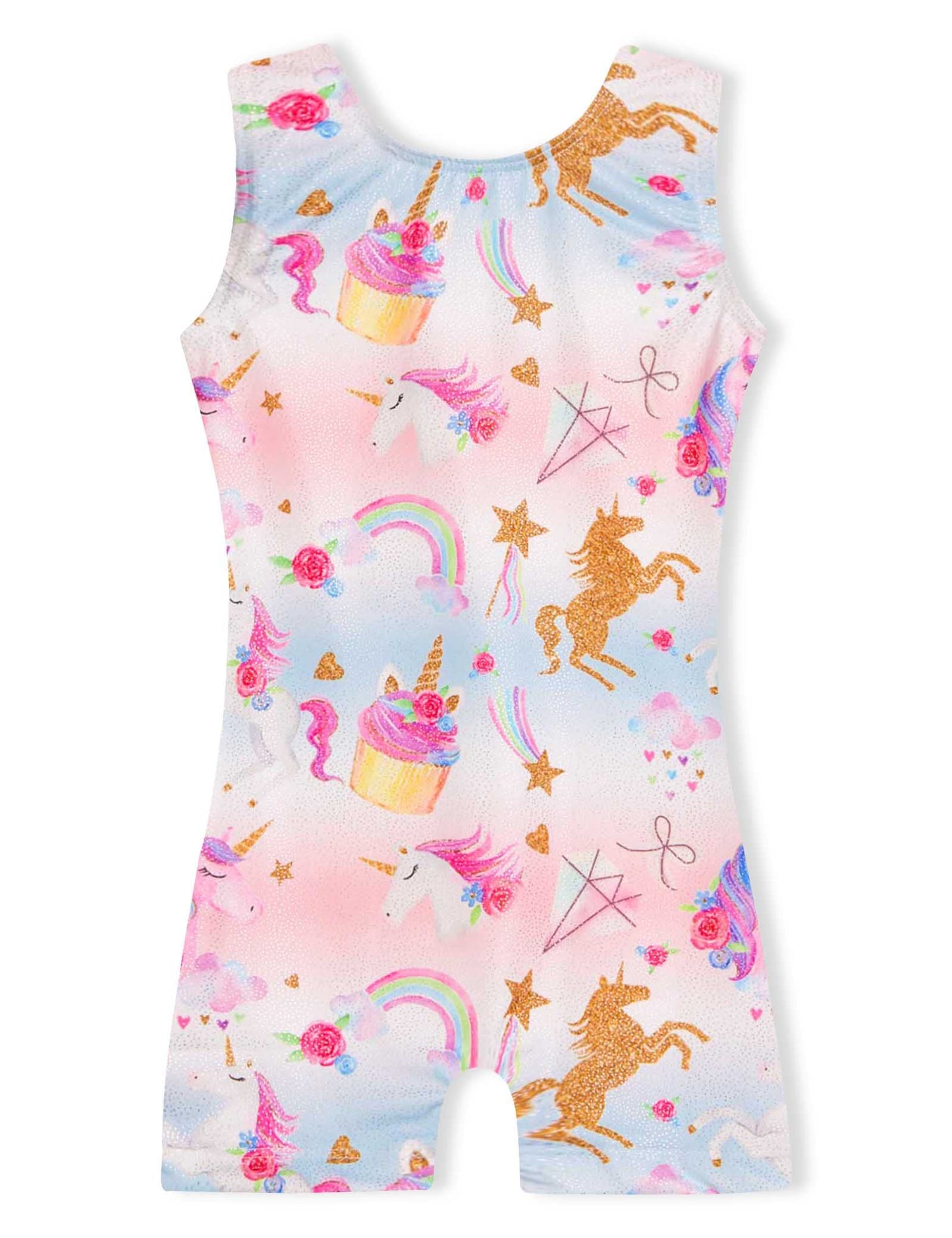 Domusgo Girls Gymnastics Leotards Size 6-7 Years Old Sparkle Rainbow Unicorn One Piece Biketard