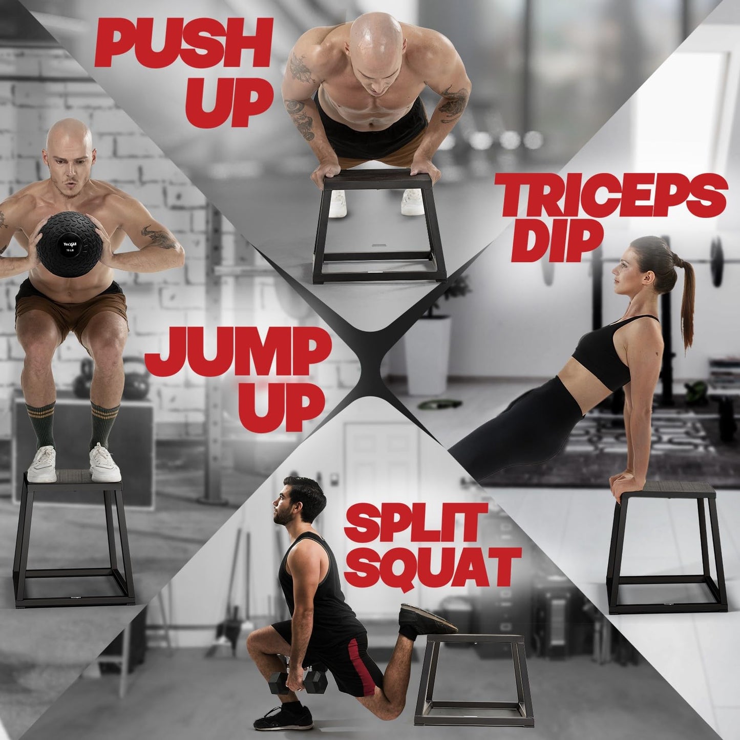 Yes4All Metal Plyo Box, Steel Plyometric Box - Sturdy, Anti-Slip, and Perfect for Home Gym Workouts - 12in