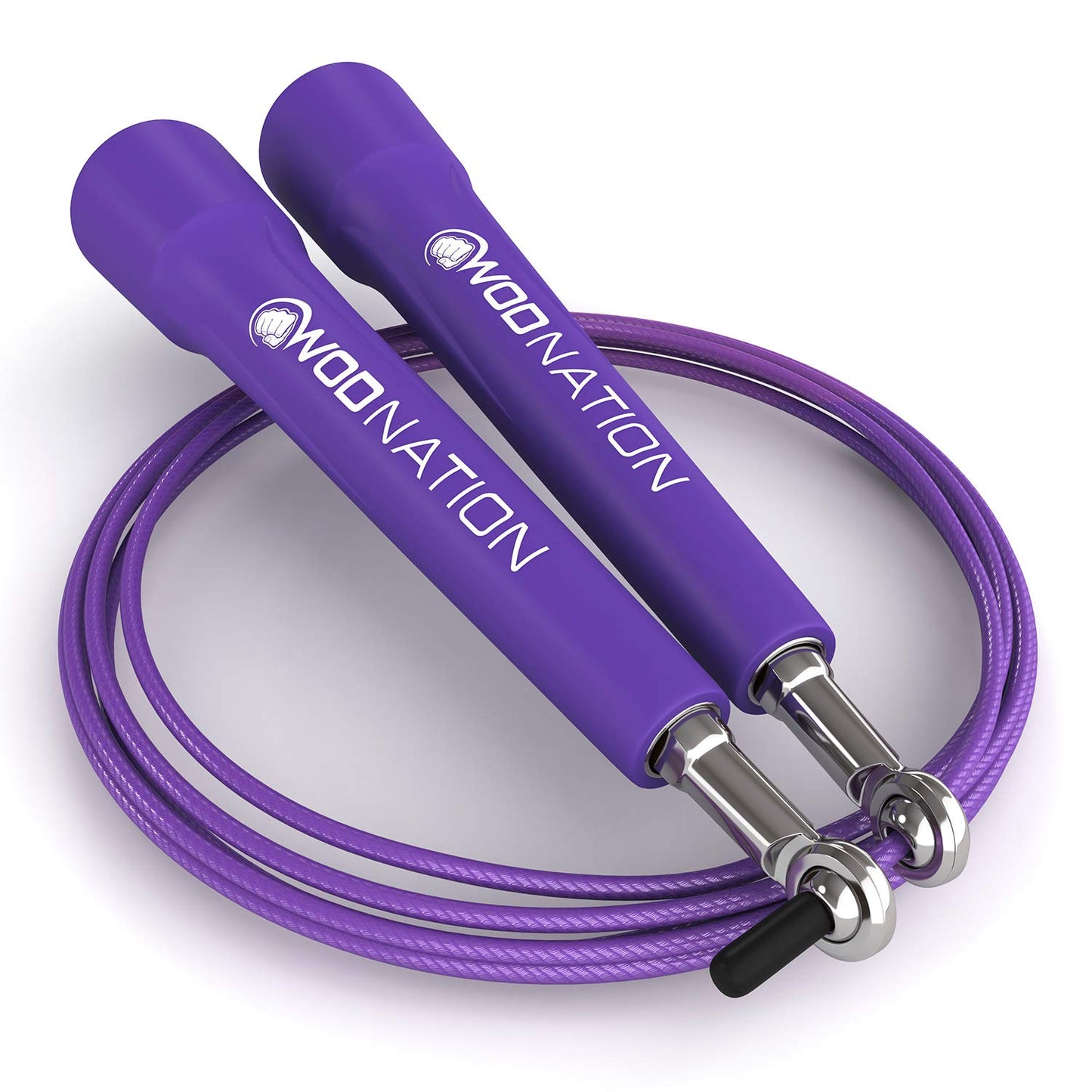 WOD Nation Adjustable Speed Jump Rope For Men, Women & Children - Blazing Fast Fitness Skipping Rope Perfect for Boxing, MMA, Endurance - Purple
