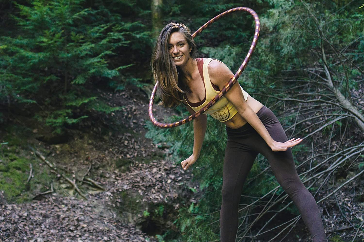 The Spinsterz Beginner Hoop: Weighted Fitness Hula-Hoop for Adults Weight Loss, Waist Exercise Ring for Cardio & Core, Adjustable Quality Detachable Hula Shaper for Beginners, Made in USA - Burgundy