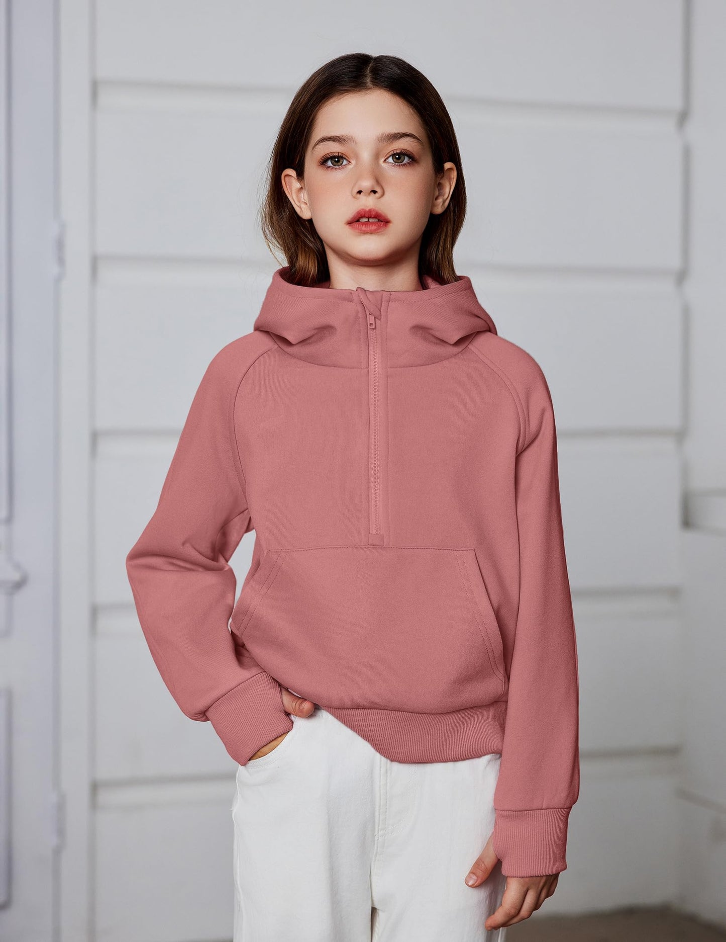 Arshiner Girls Sweatshirt Half Zip Hoodie Fleece Pullover Sweatshirts for Teen Girls Red Sweatshirt Girls Fall Winter Clothes Girls Hoodies Size 6