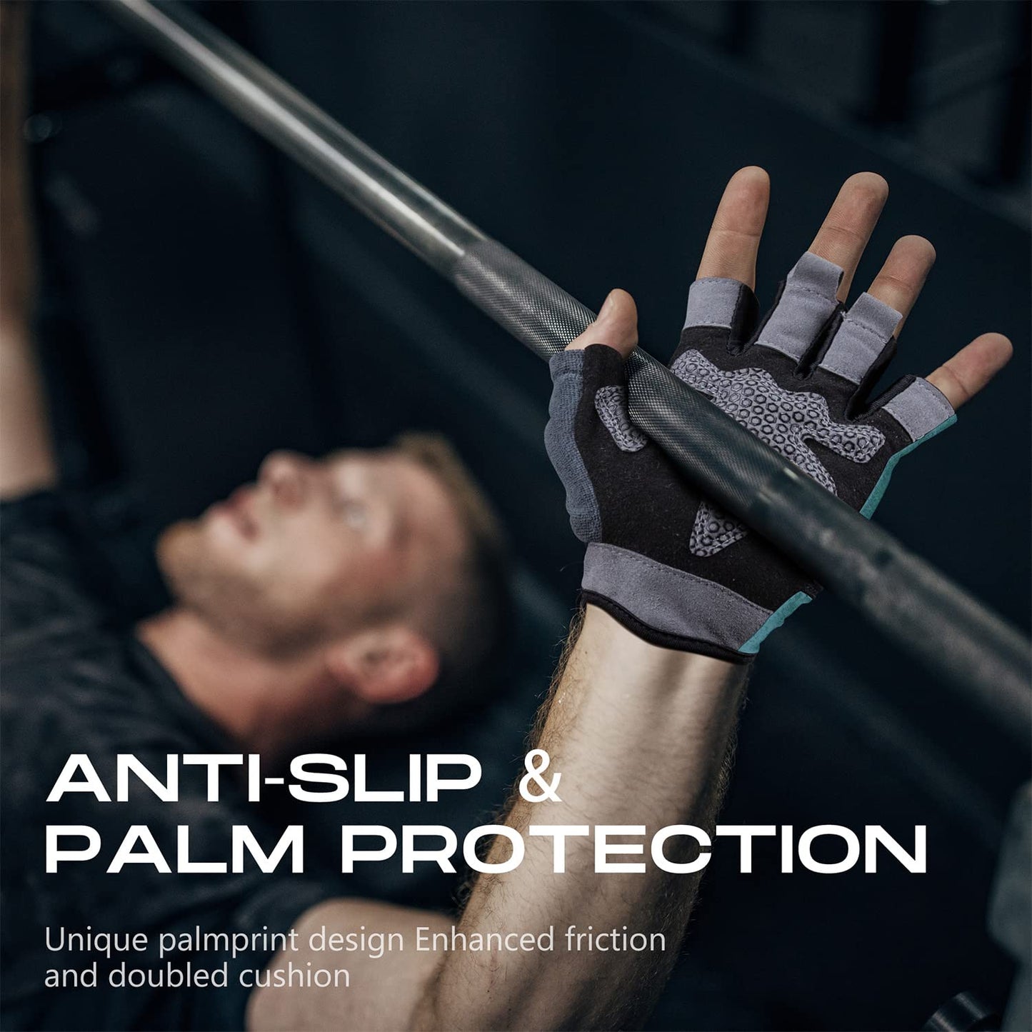LIFECT Essential Breathable Workout Gloves, Knuckle Weight Lifting Fingerless Gym Exercise Gloves with Curved Open Back, for Powerlifting, Crossfit, Women and Men (Blue, Medium)