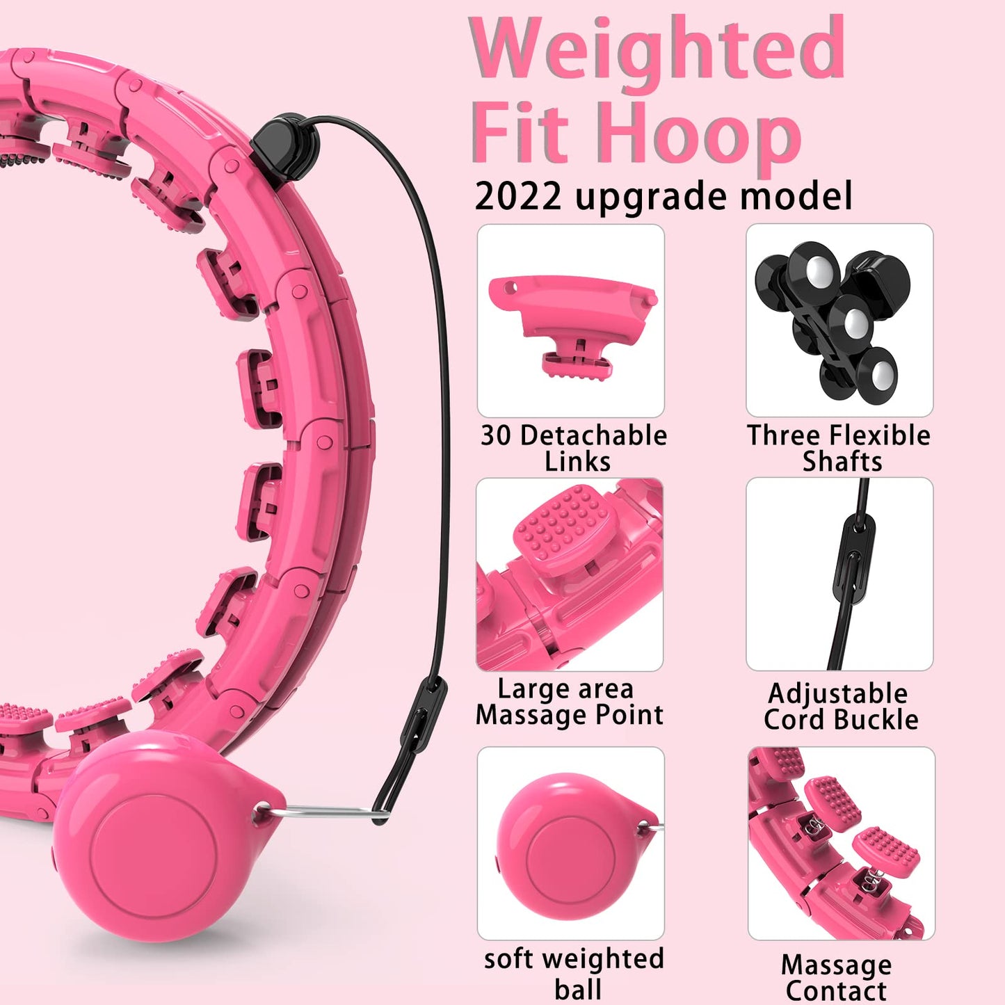 Infinity Weighted Exercise Hoop Plus Size for Adults Weight Loss,16/30/31/32 knots Smart Fitness circle for Women/Men Fitness Aids,Fitness and Massage 2 in 1,with Weight Adjustable Spinning Ball