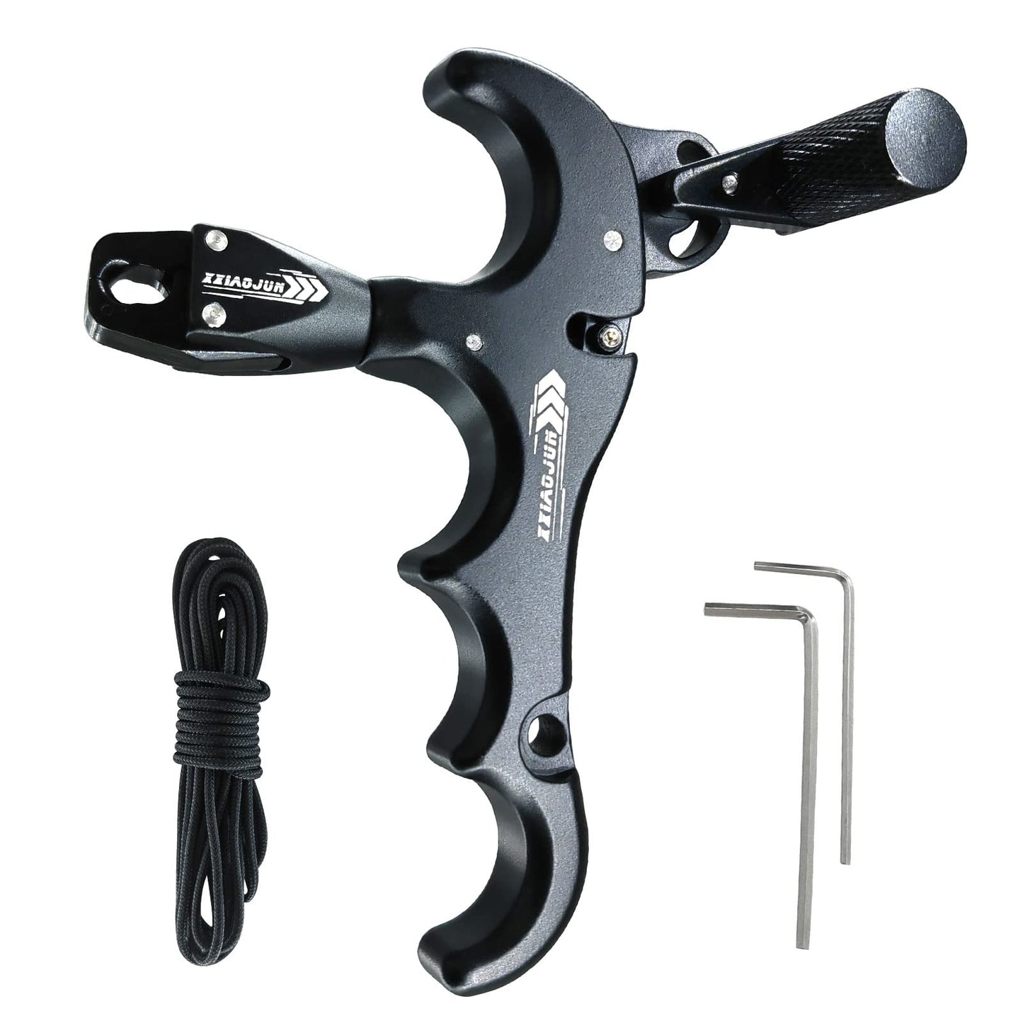 Compound Bow Aid Trigger and 10 feet D Loop Rope,4 Fingers AdjustableThumb Release Bow Aluminum Alloy Aids,for Outdoor Hunting ,Adult Archery