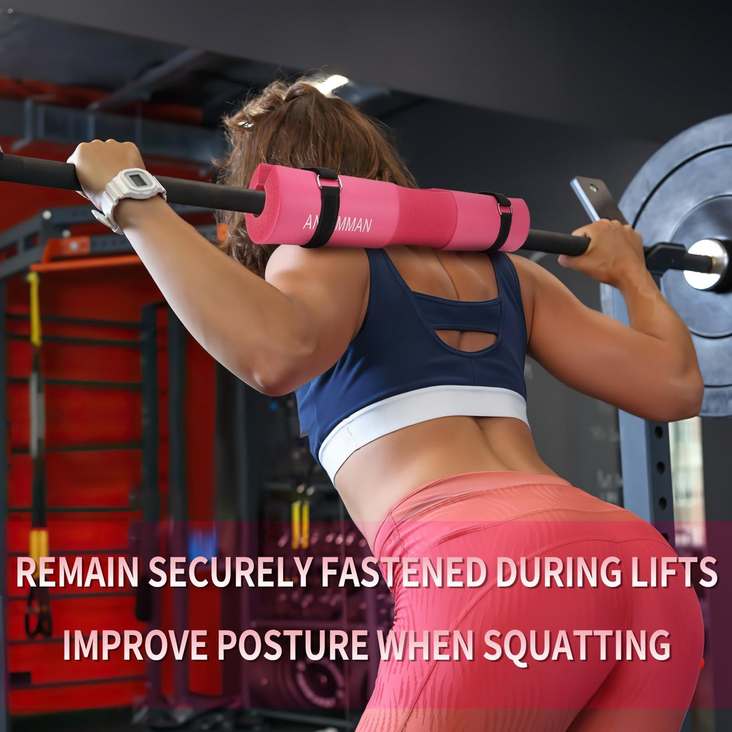 AN AMMAN Barbell Pad Perfect for Squat, Hip Thrust - Relieves Neck and Shoulder Pain Thick Foam Cushion - Gym Workout Smith Machine Thruster Weightlifting Purple Marble Pattern AM001PT