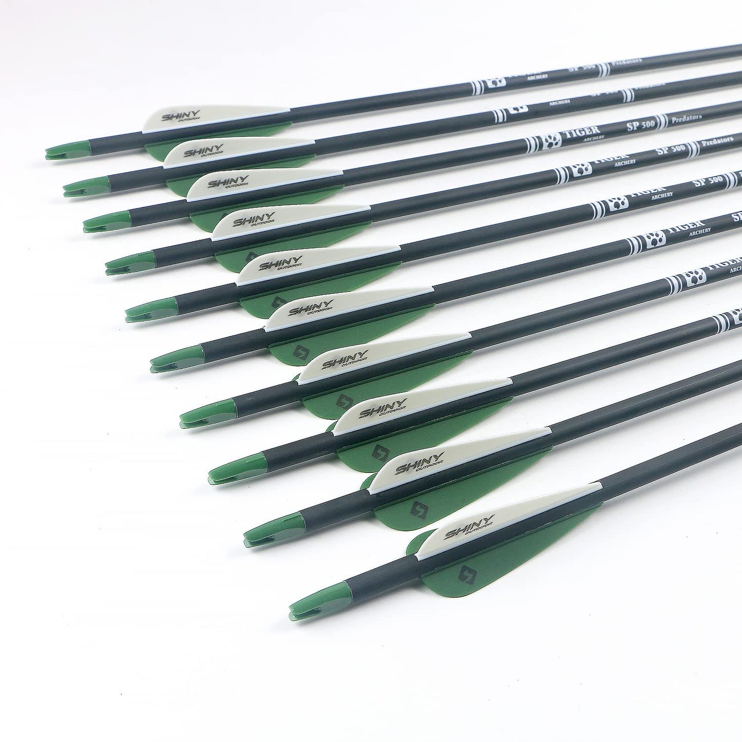 TIGER ARCHERY 30Inch Carbon Arrow Practice Hunting Arrows with Removable Tips for Compound & Recurve Bow(Pack of 12) (Deep Green White)