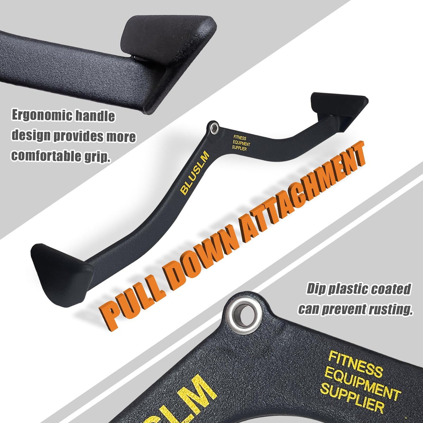 BLUSLM LAT Pull Down Bar for Cable Machine, LAT Pulldown Attachments T Bar V Bar Cable Attachment, Back Tricep Bar Strength Training Handle (BL4PLUS)