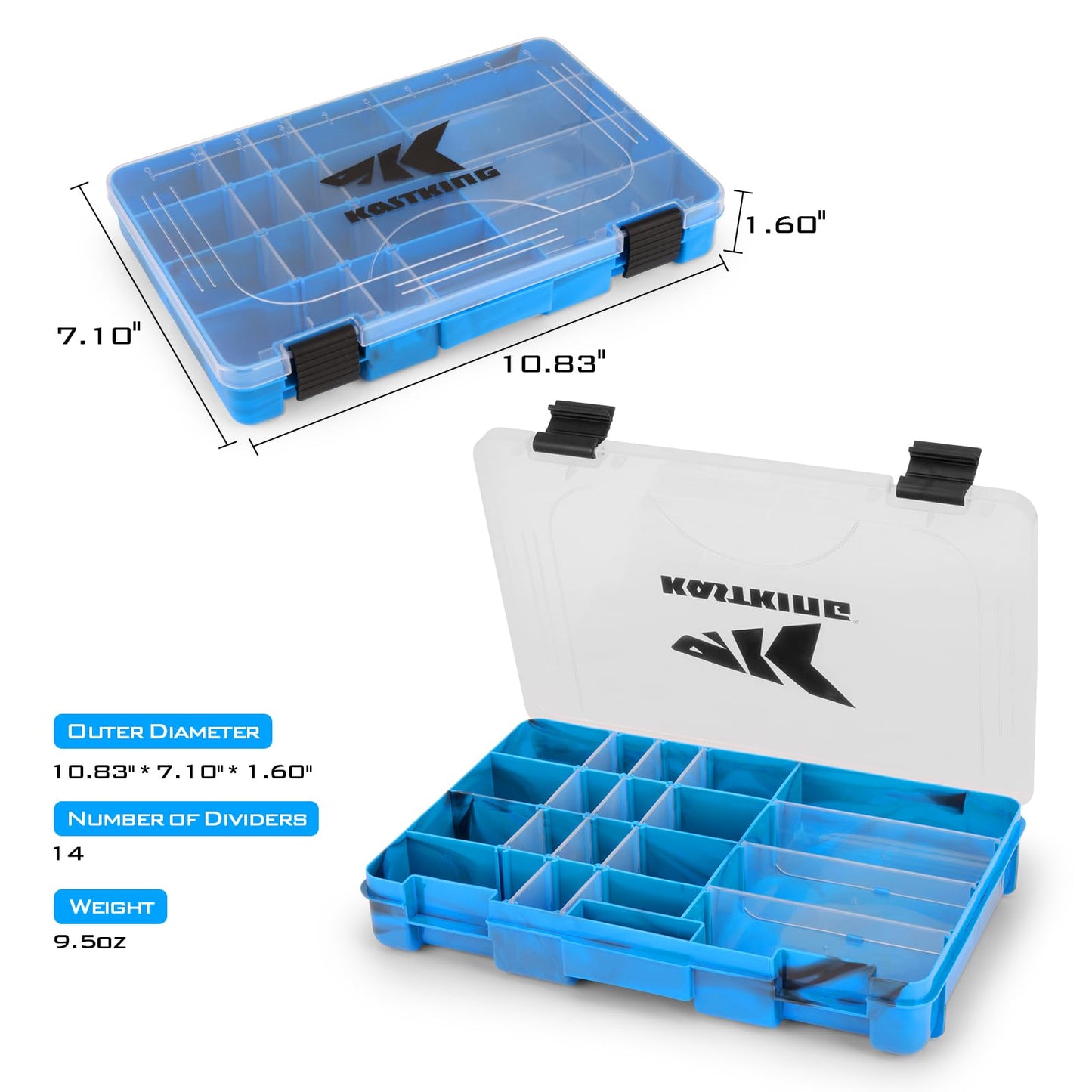 KastKing Bait Vault Camouflage Tackle Box, Plastic Tackle Trays, Fishing Tackle Box Storage Organizer with Removable Dividers, 2 Packs Lure Boxes Terminal Tackle Storage, Right Angle