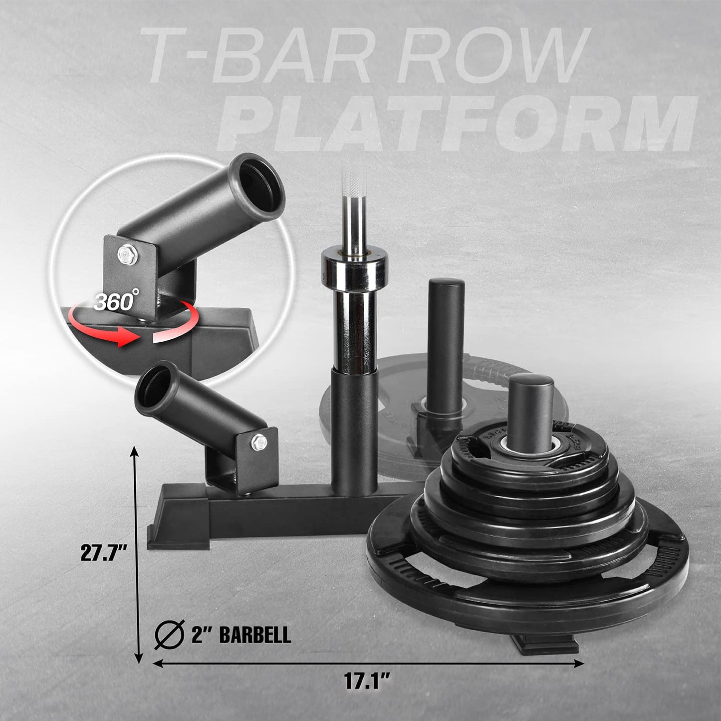 Yes4All Premium T Bar Row Multifunction 3 in 1 (T-bar Row - Weight Plate Holder - Barbell Holder) - 360° Swivel & Easy to Install – Fits 2” Olympic Bars & Weight Plates