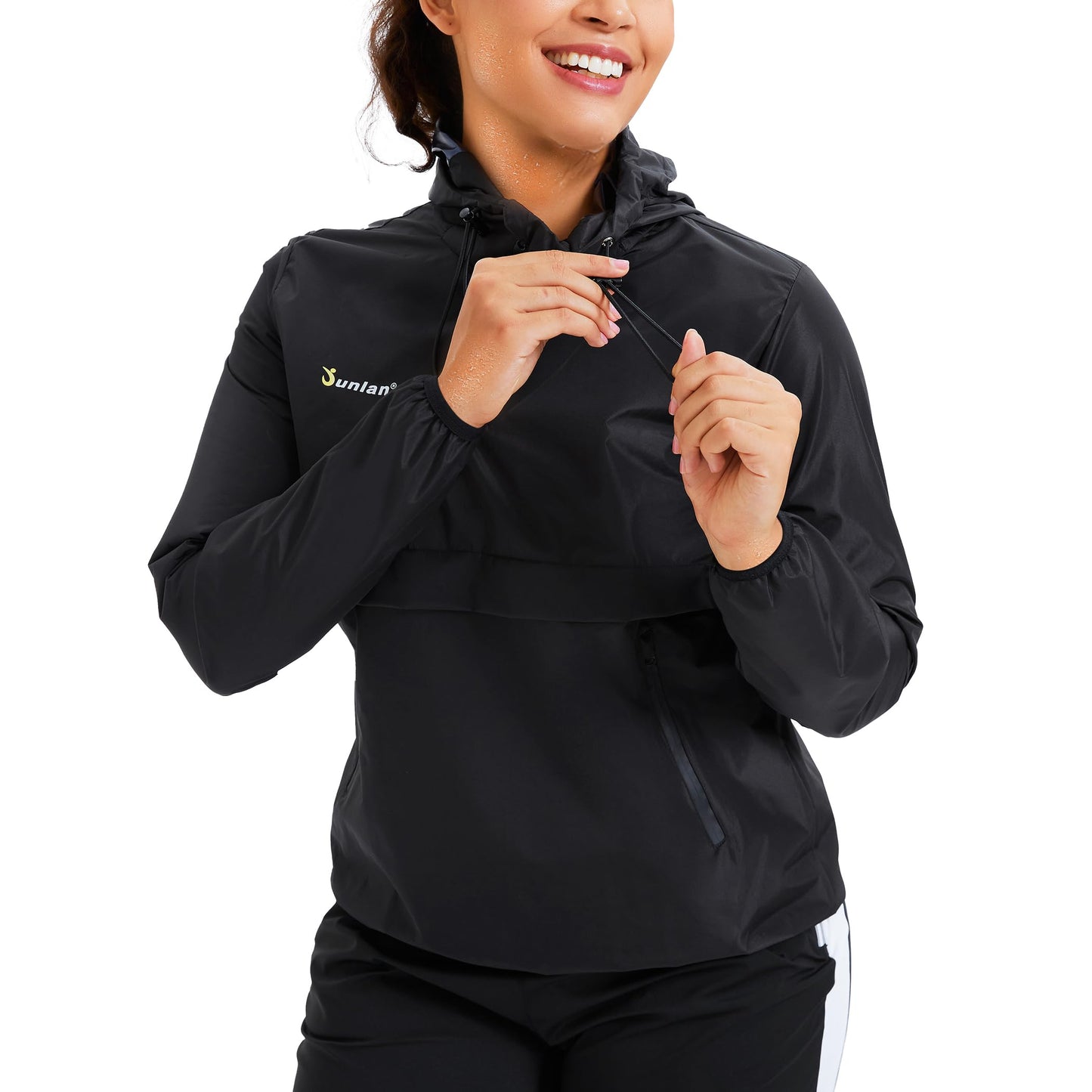 Junlan Sauna Suit for Women Sweat Sauna Pants Sweat Jacket Workout Sweat Suits for Women (A.Black Tops Only,Small)