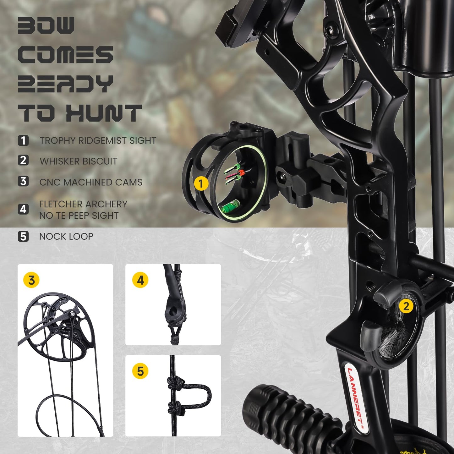 MOTION ZEUS Archery P3 Compound Bow and Archery Sets 0-70lbs for Adults and Teens,25"-31" Draw Length,up to IBO 320 fps,Lightweight Design Bow Adjustable 2024 New (Black Right Handed)