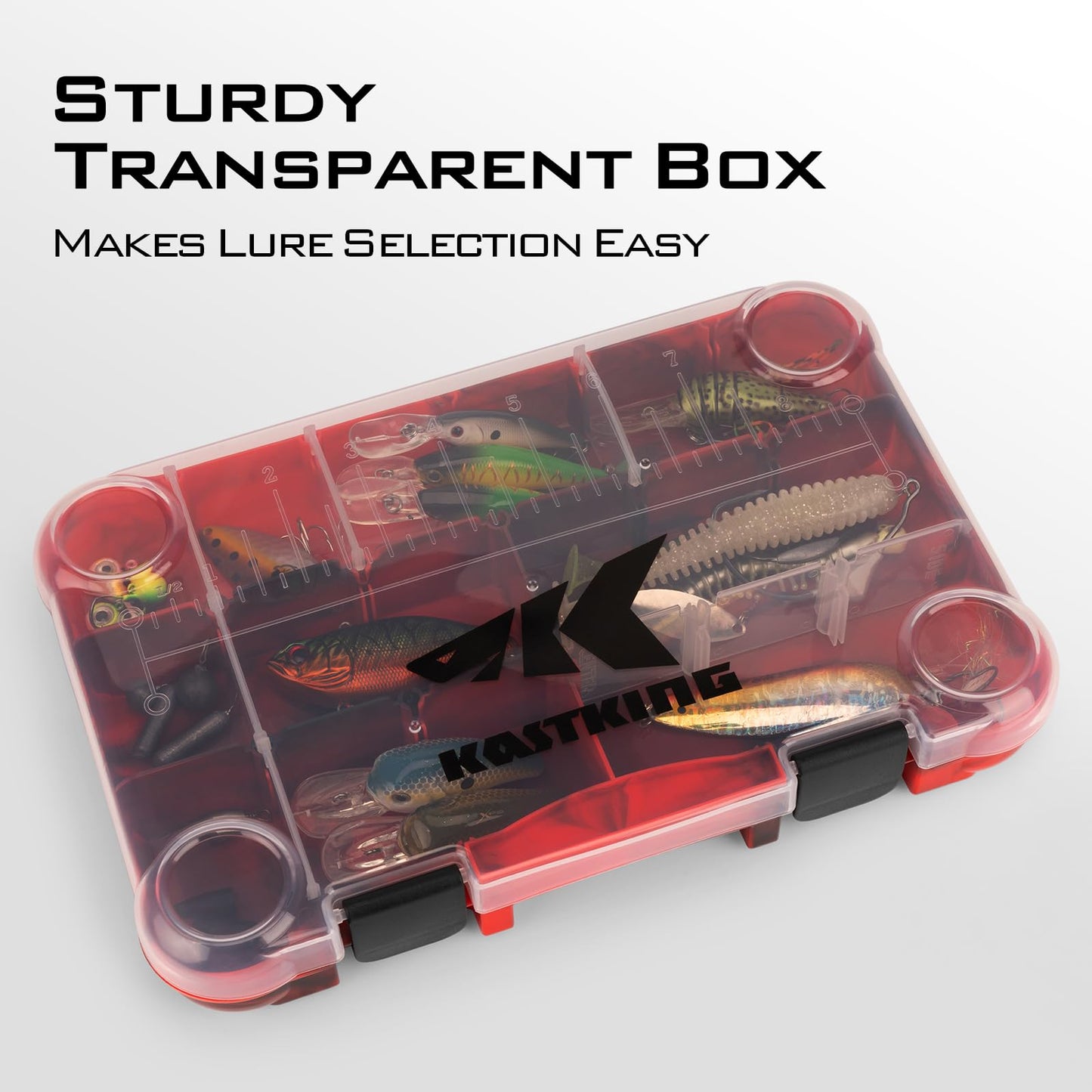 KastKing Bait Vault Camouflage Tackle Box, Plastic Tackle Trays, Fishing Tackle Box Storage Organizer with Removable Dividers, 4 Packs Lure Boxes Terminal Tackle Storage, Rounded Corner