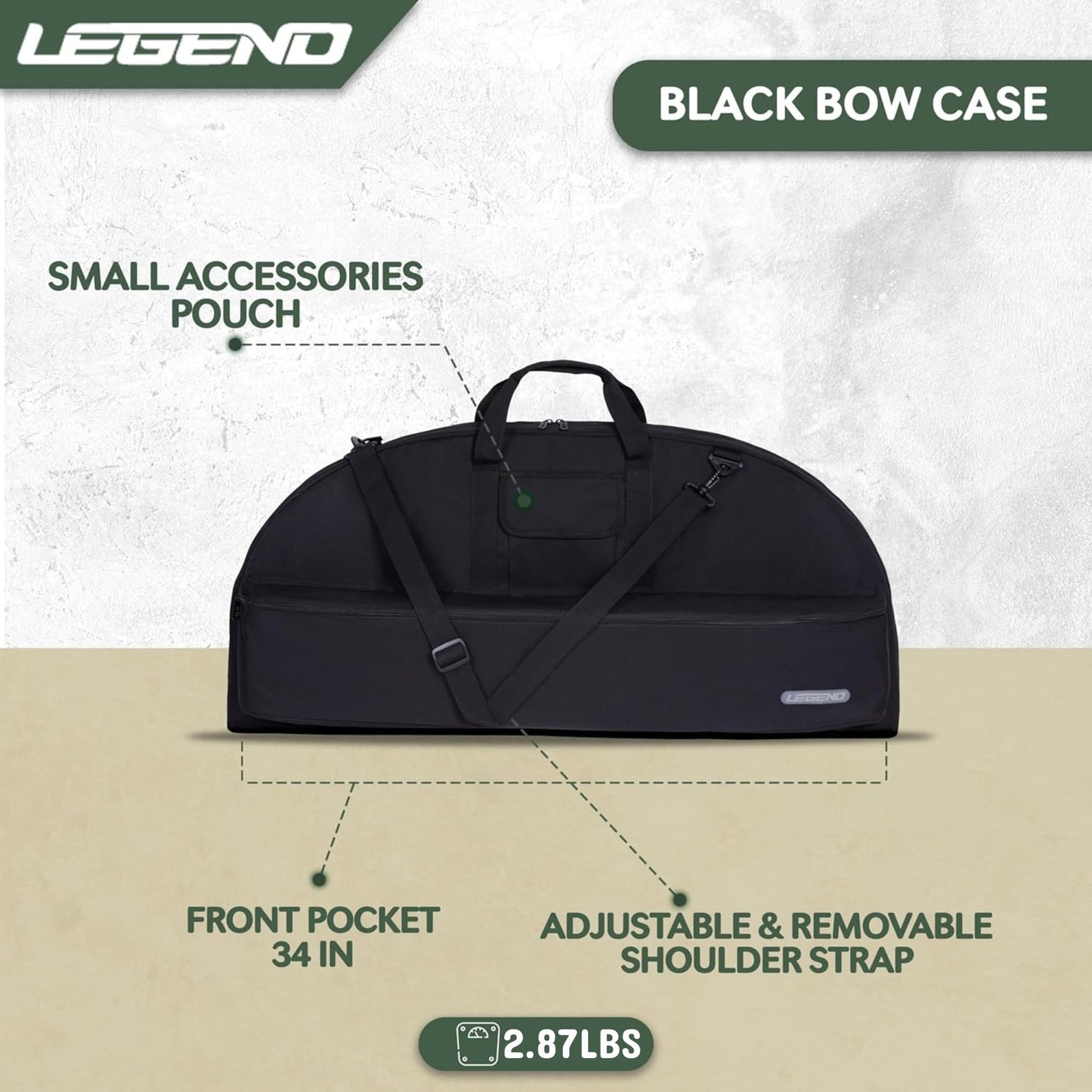 Legend Essential Compound Bow Case - Compound Bow Bag with Arrow Tube Case Pocket & Backpack Straps - Durable Nylon, Soft & Lightweight Design - Archery Accessory Protection - 36" Interior - Black