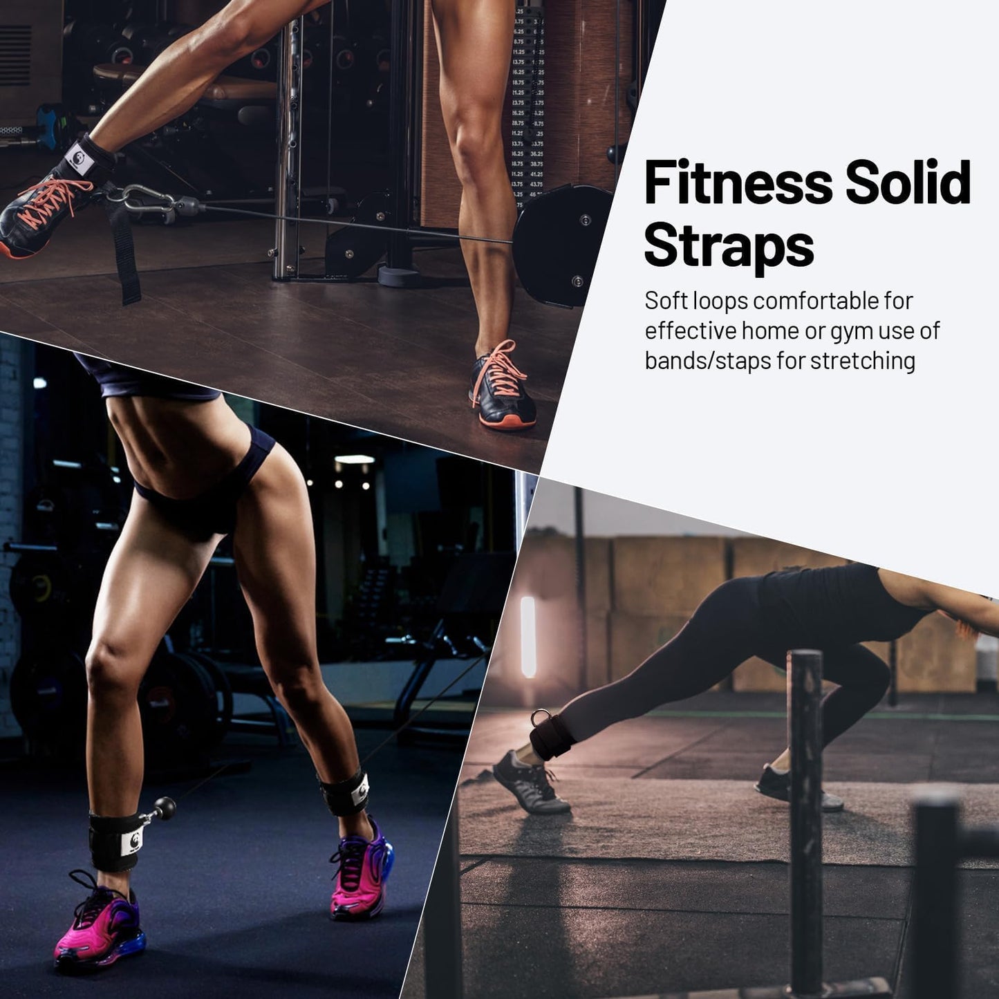Slim Panda Ankle Strap for Cable Machine,Ankle Cuff for Kickbacks, Booty Hip Abductors,Glute Workouts, Leg Extensions, Curls for Men and Women, Adjustable with Double D-Rings (Pair, Black)