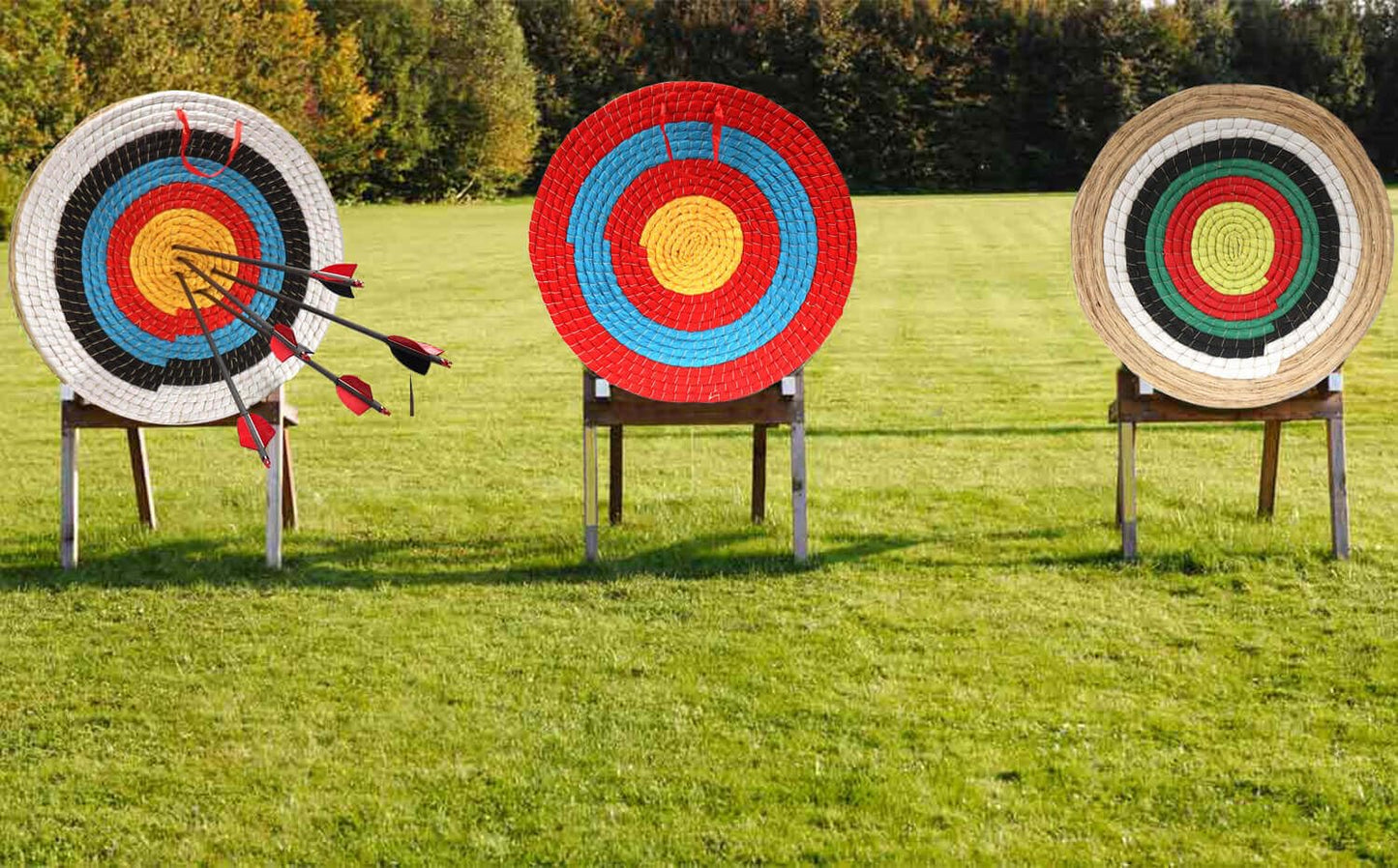 DOSTYLE Archery Targets Traditional Solid Straw Round Archery Target Shooting Bow Coloured Rope Target Face Three Layer for Shooting Practice (Red Seven Layers)