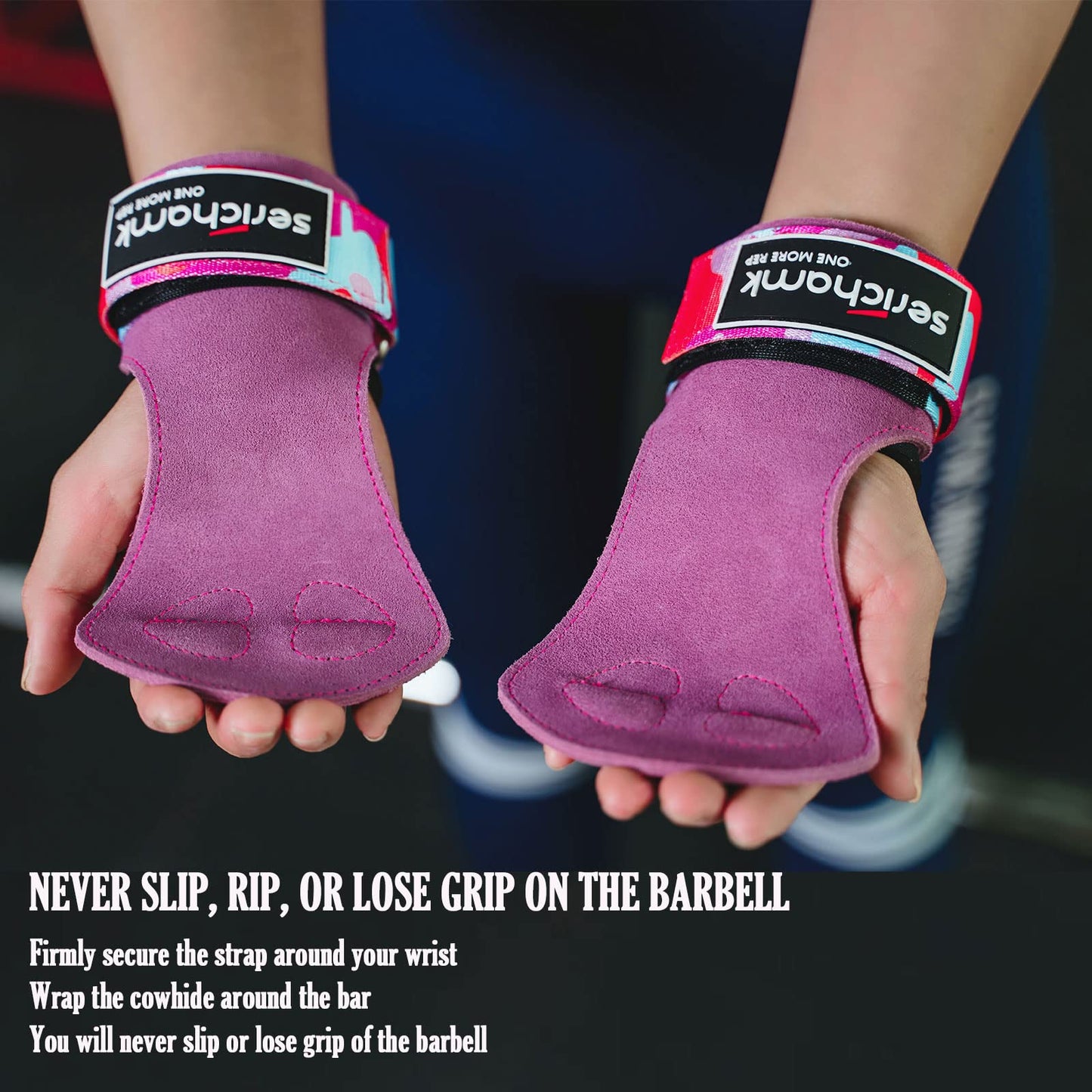 Wrist Wraps for Weightlifting Women with Cushion Wrist Loop Leather Wrist Straps for Weightlifting Deadlift Straps for Powerlifting Bodybuilding Gym Straps Workout Purple