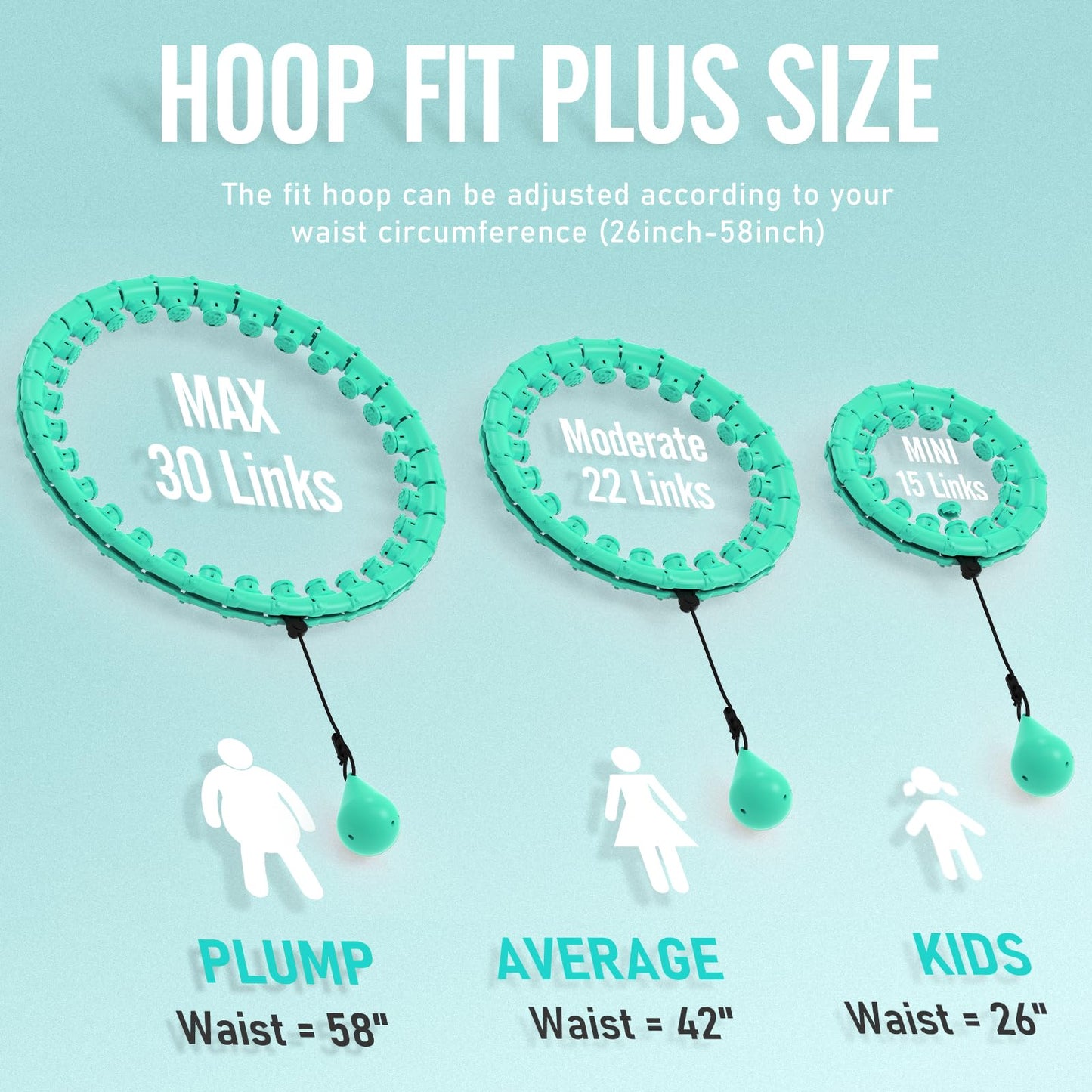 JKSHMYT Weighted Hula Circle Hoops for Adults Weight Loss, Infinity Fit Hoop Plus Size, 30 Detachable Links, Exercise Hoop for Women and Beginners