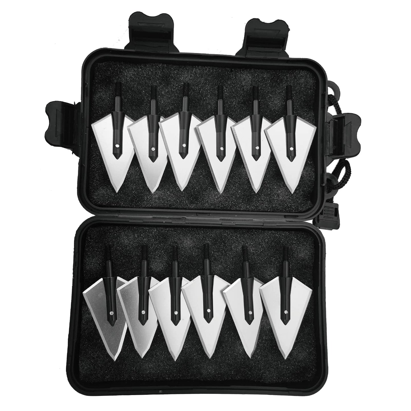 LeeMui Aluminum Hunting Archery Broadheads Blades Grain Screw-in Arrow Heads Tips Portable Case for Arrowheads Broadheads Black