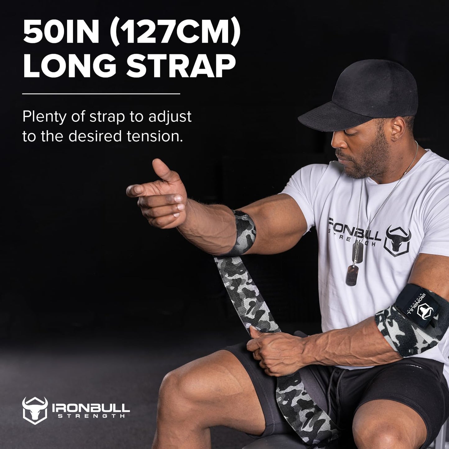 Elbow Wraps (1 Pair) - 40" Elastic Elbow Support & Compression - For Weightlifting, Powerlifting, Fitness, Cross Training & Gym Workout - Elbow Straps for Weight Lifting (Camo/White)